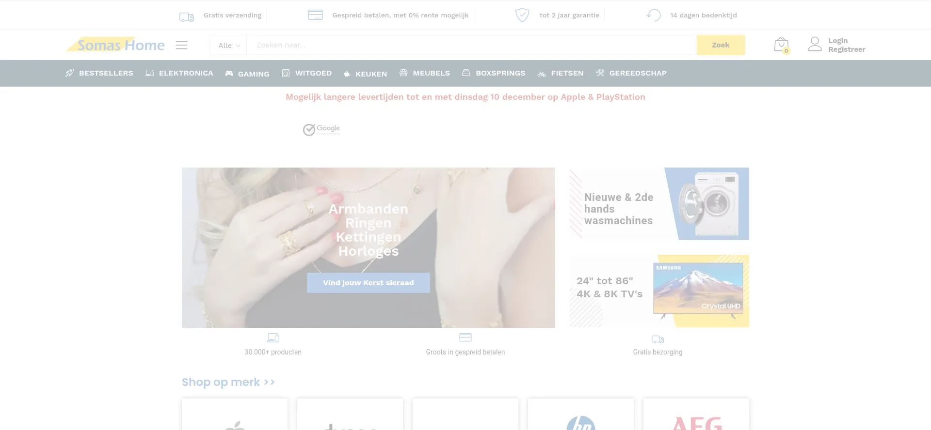 Website screenshot of Somashome.nl
