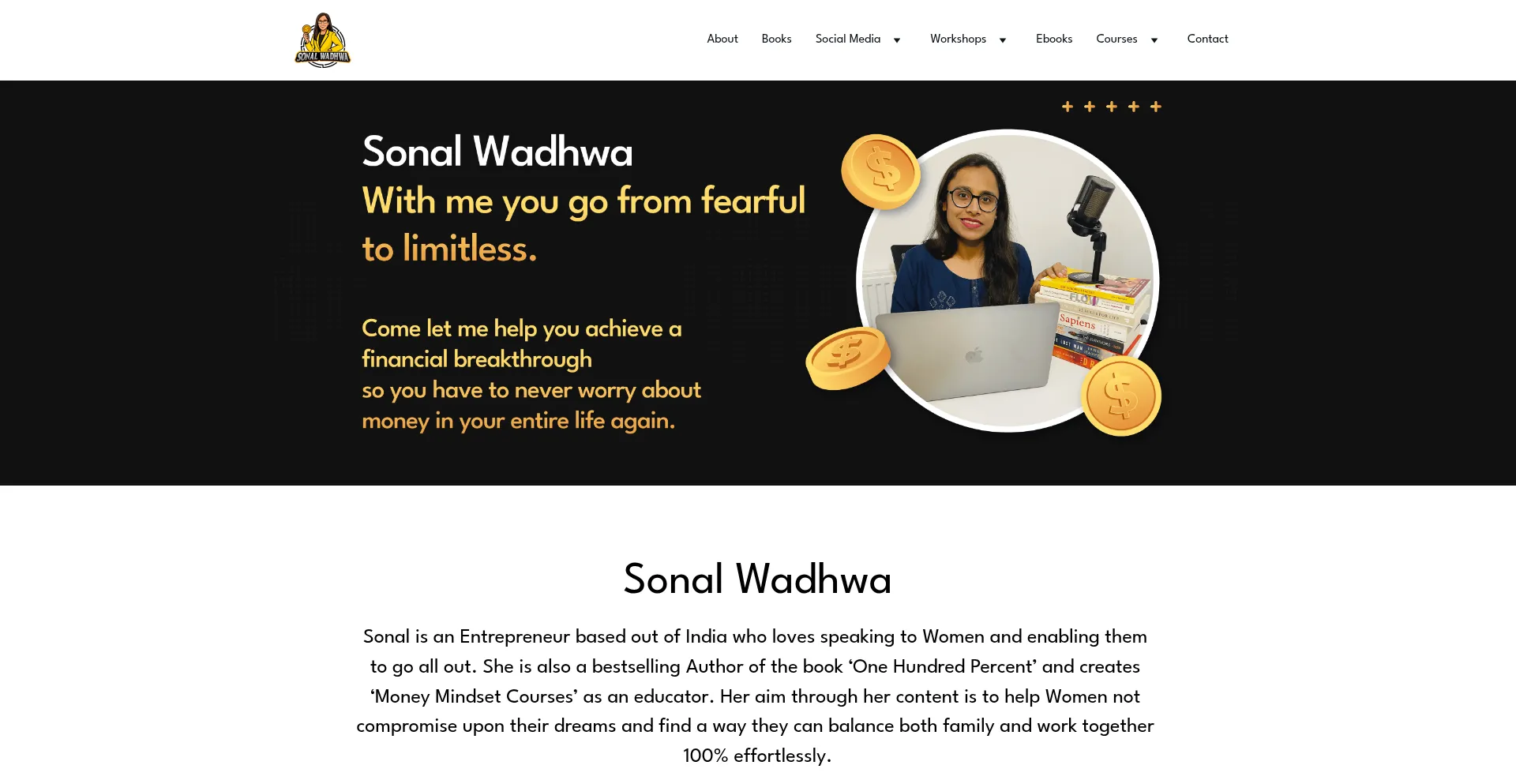 Website screenshot of Sonalwadhwa.com
