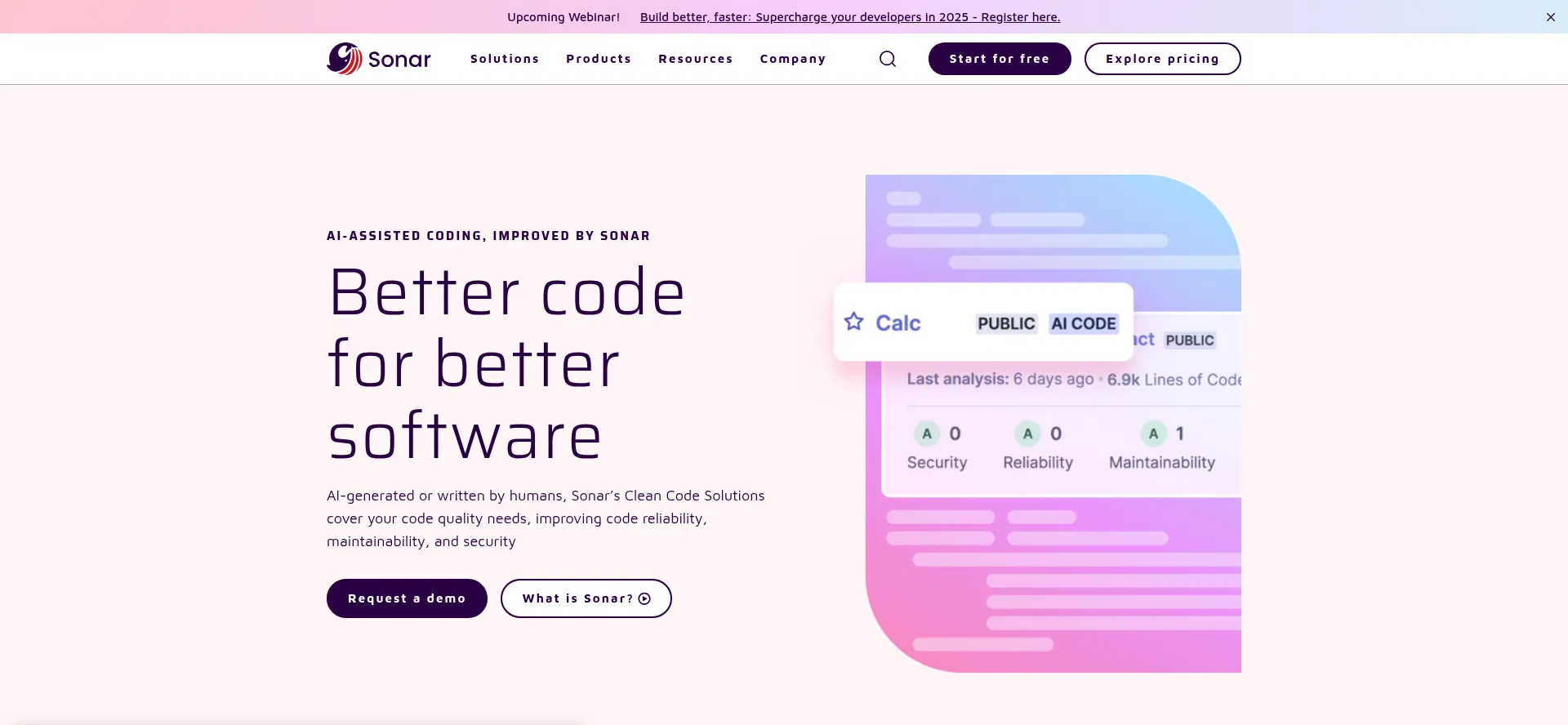 Website screenshot of Sonarsource.com