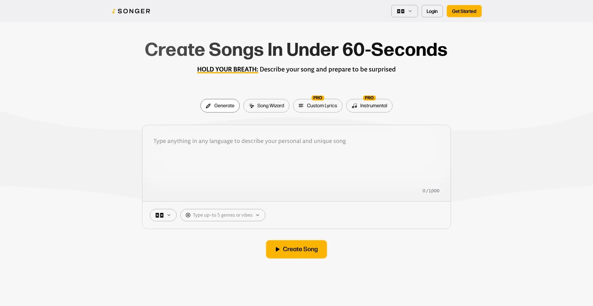 Website screenshot of Songer.co