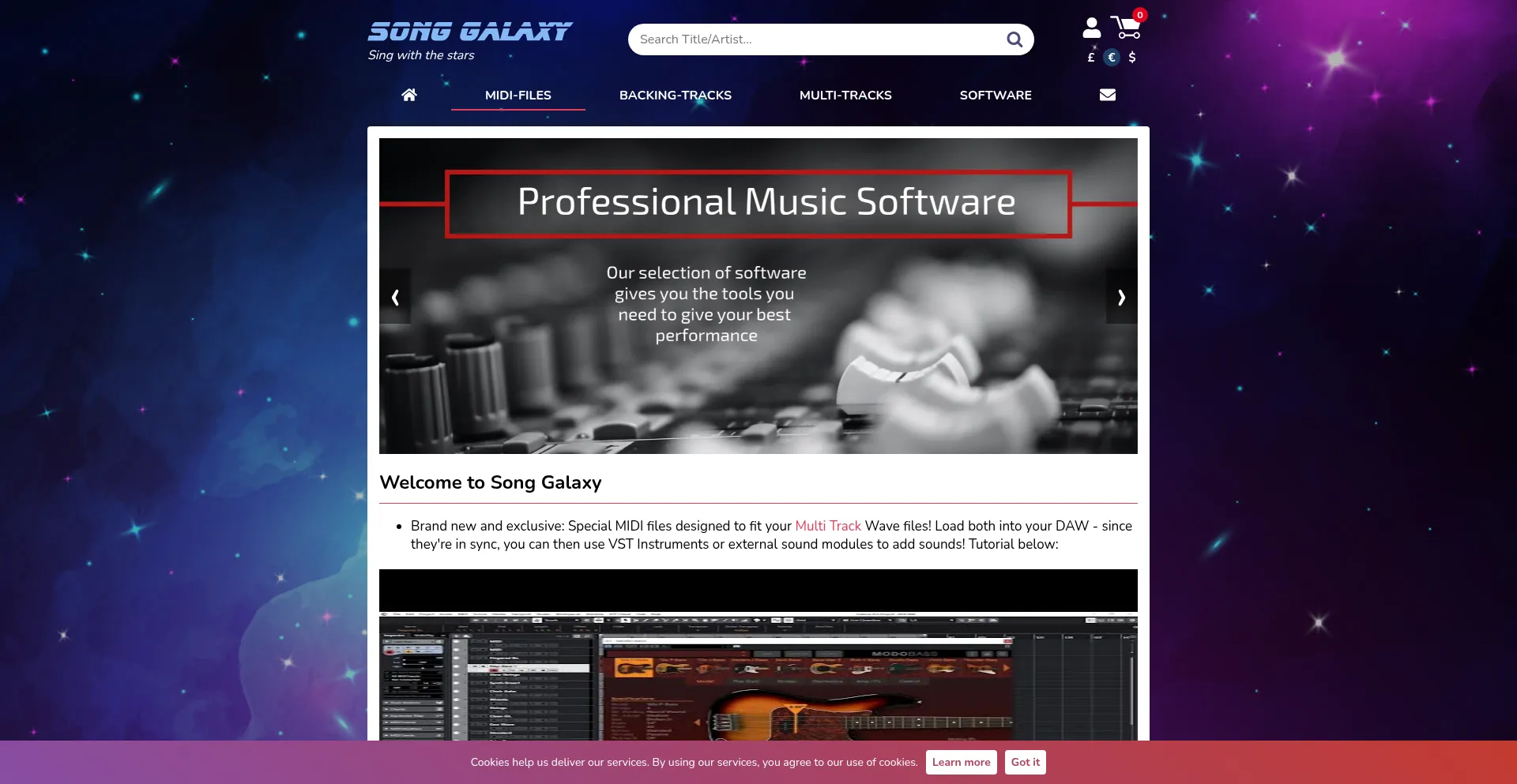 Website screenshot of Songgalaxy.com