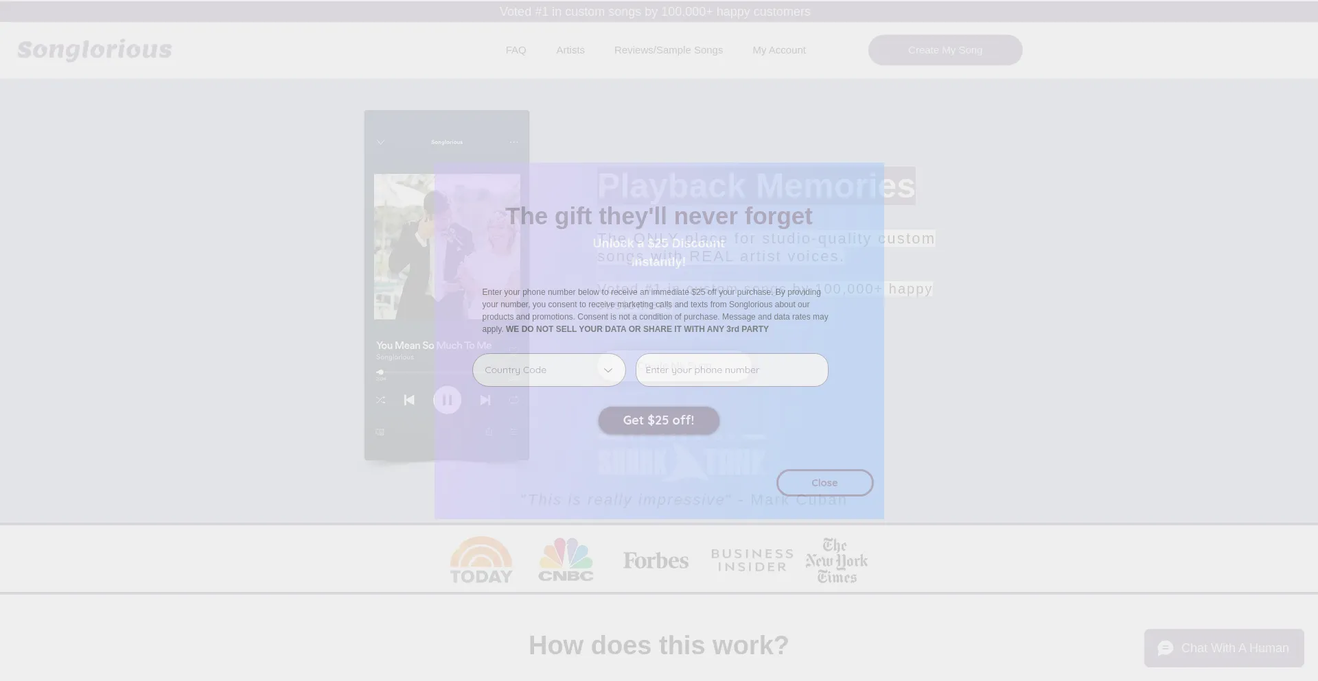 Website screenshot of Songlorious.com