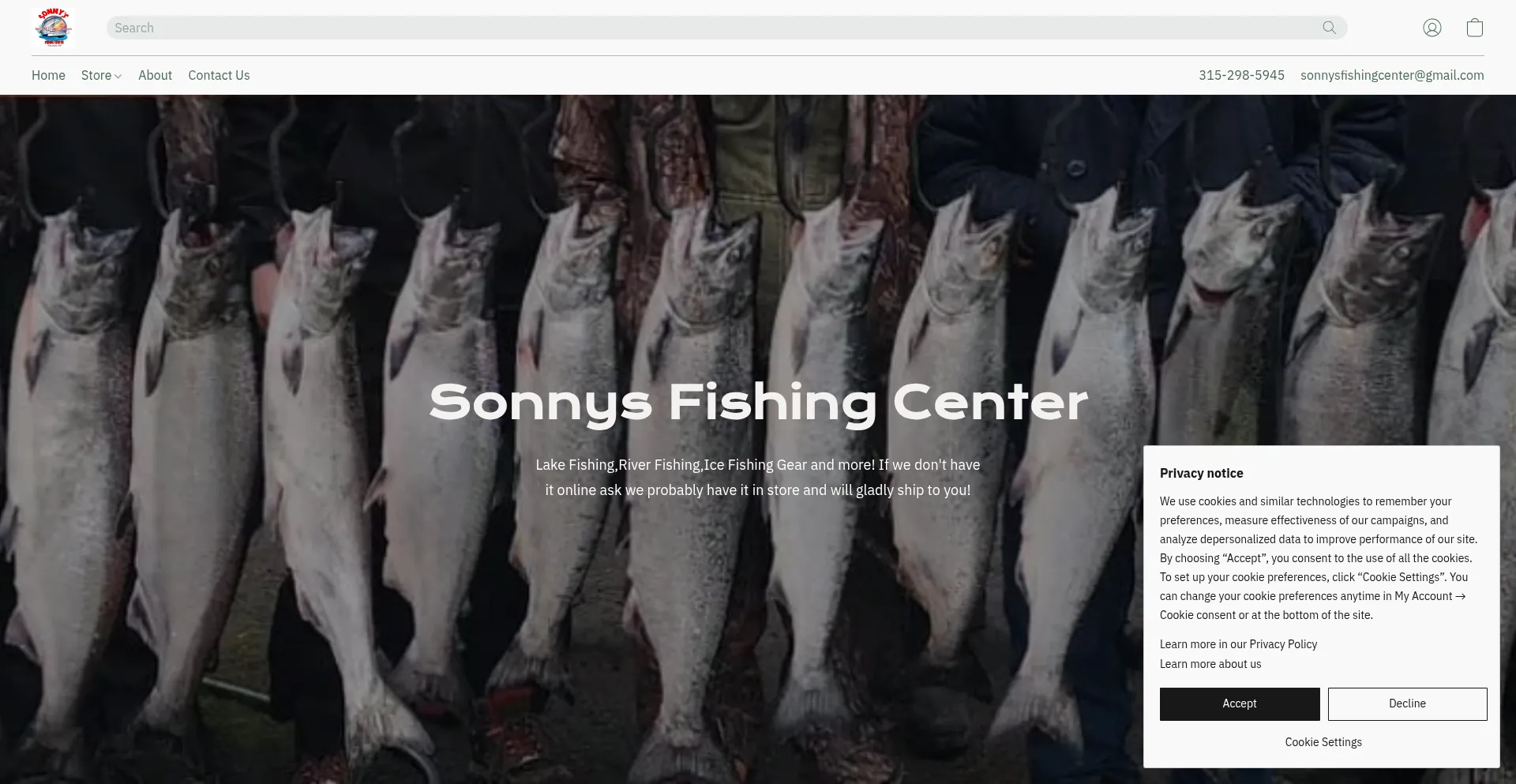 Website screenshot of Sonnysfishingcenter.com