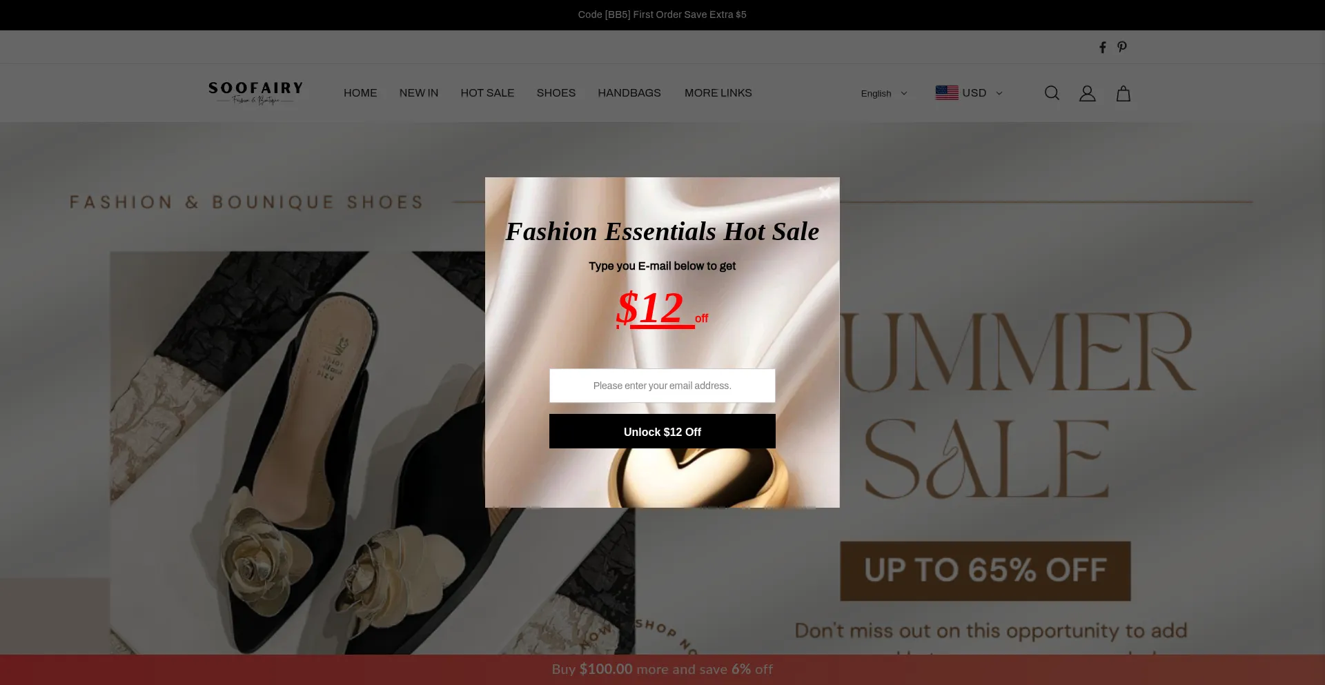 Website screenshot of Soofairy.com