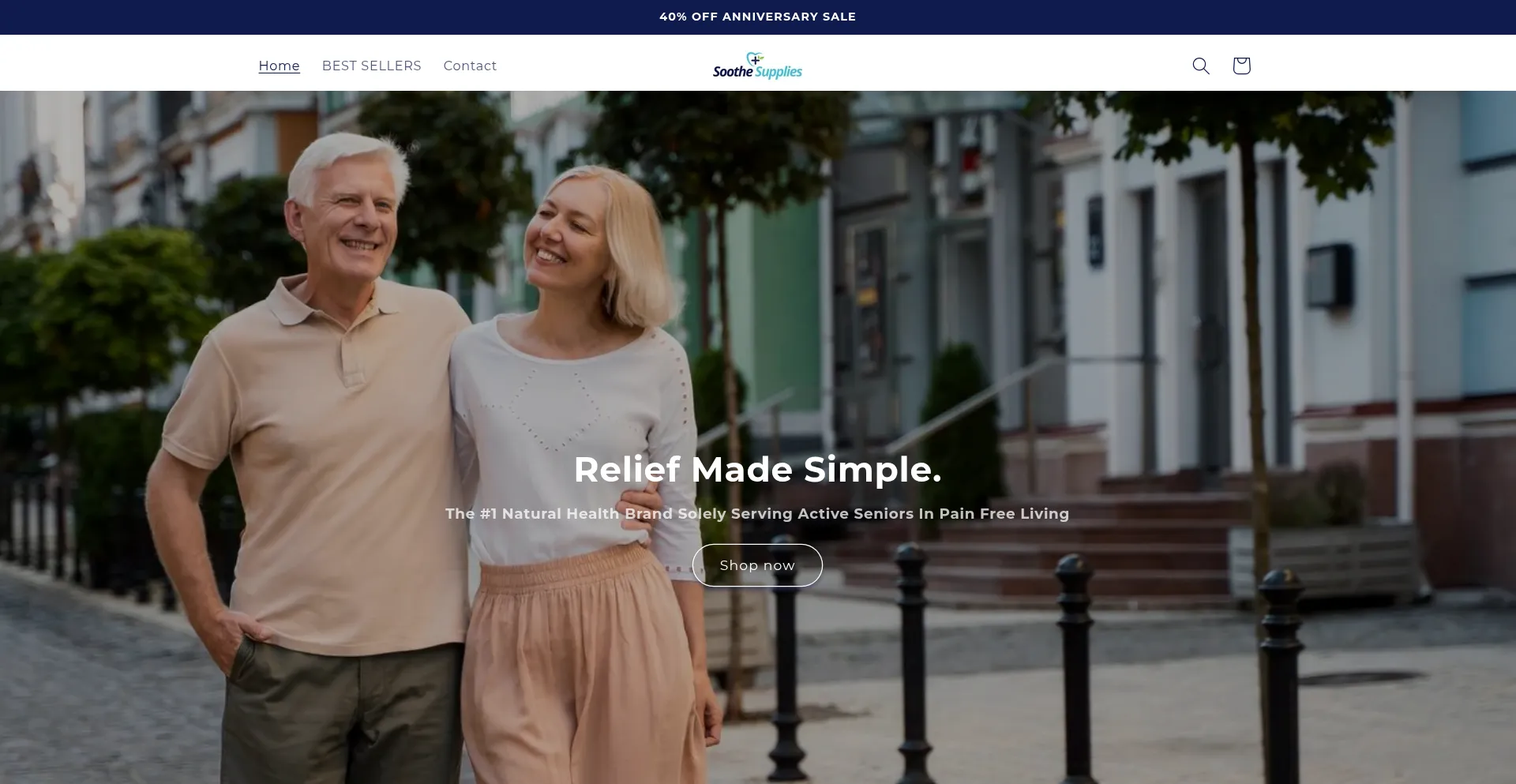 Website screenshot of Soothesupplies.com