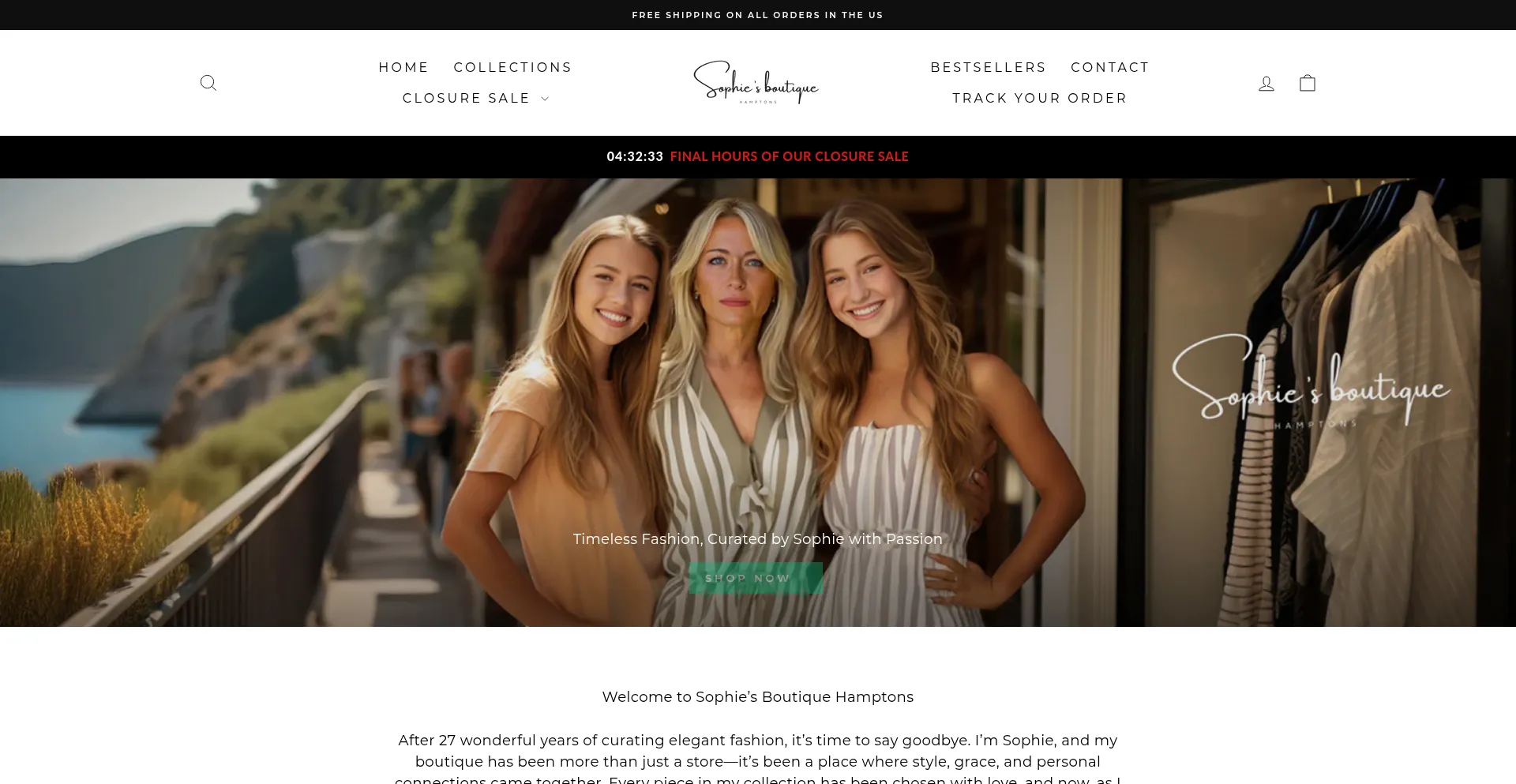 Website screenshot of Sophiesboutique-hamptons.com