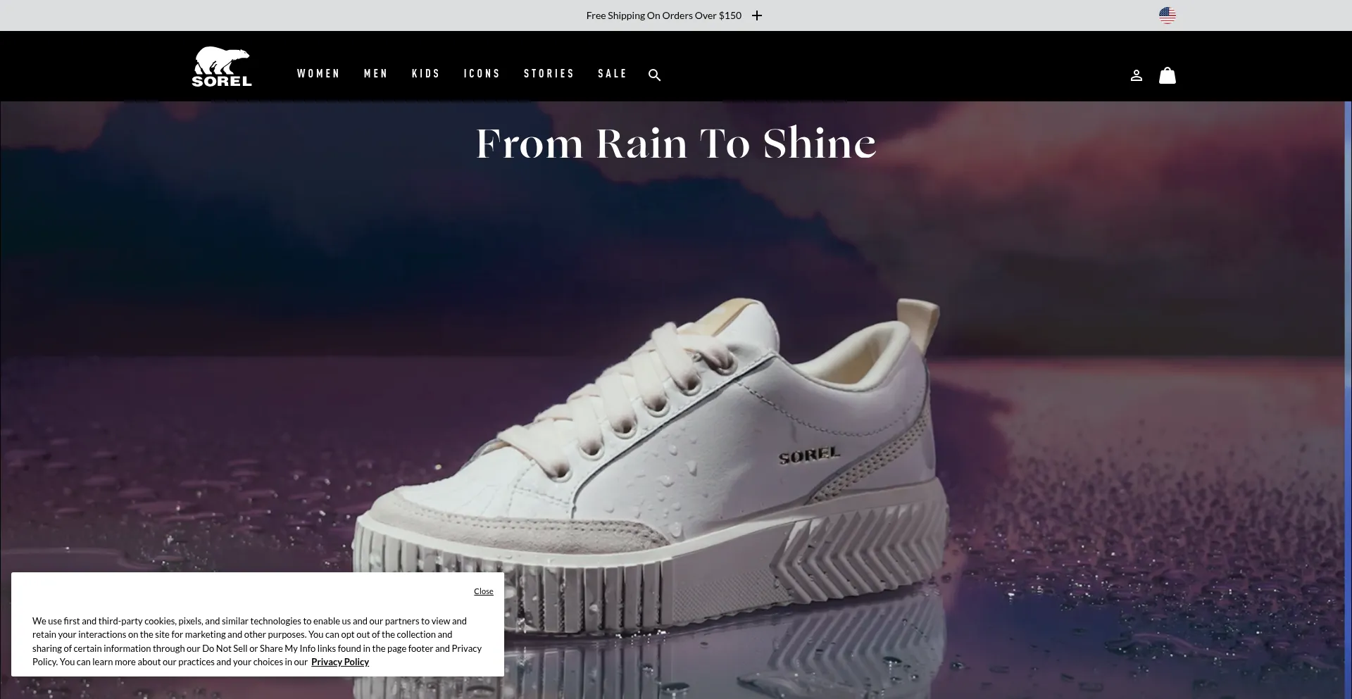 Website screenshot of Sorel.com