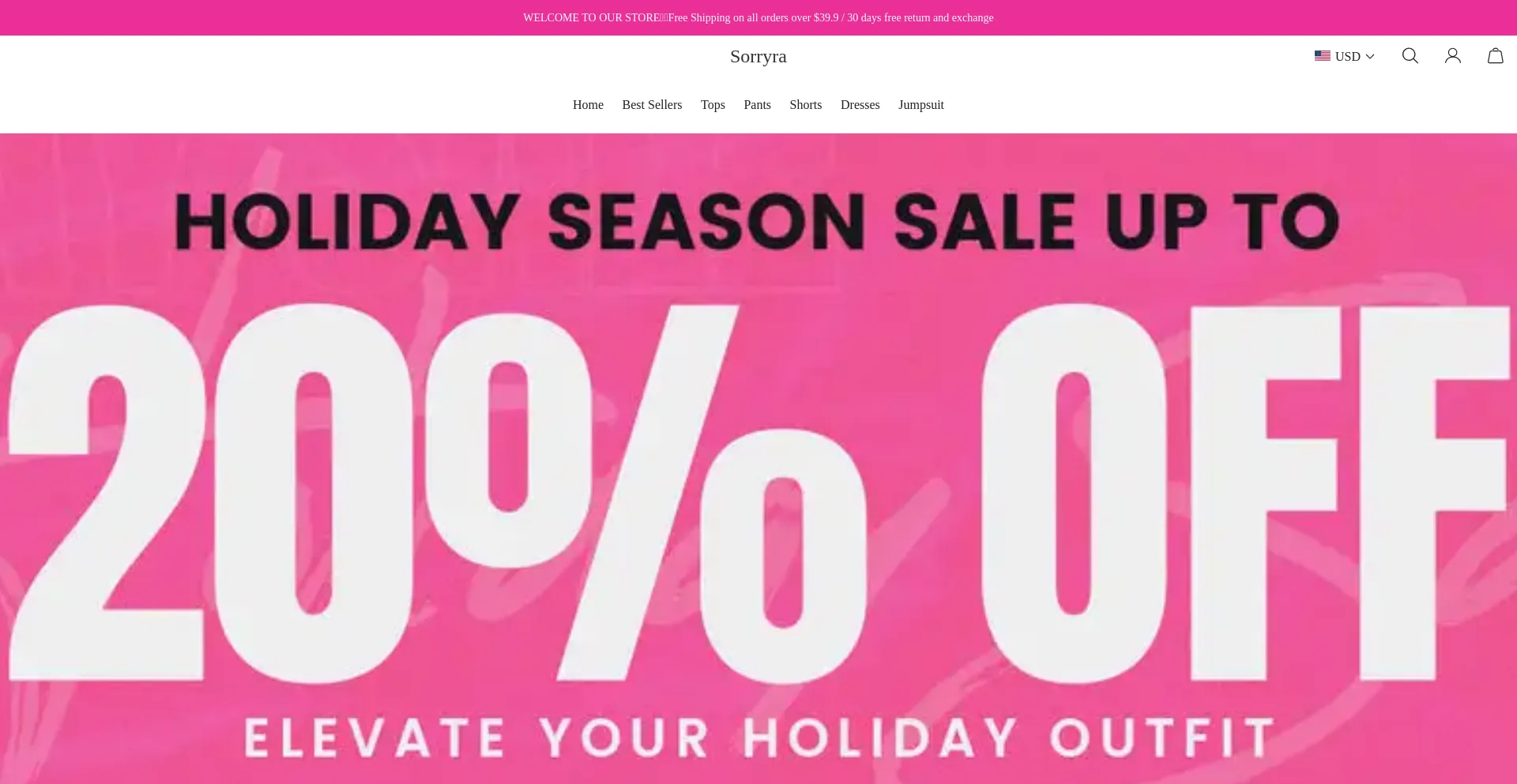 Website screenshot of Sorryra.com
