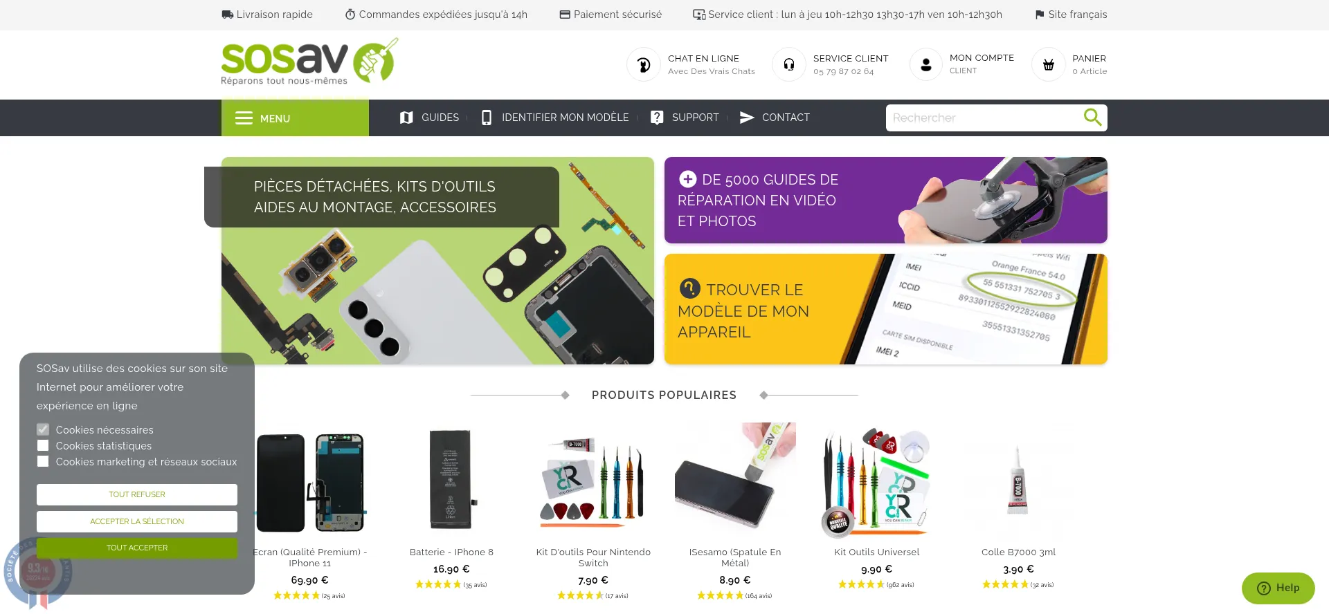 Website screenshot of Sosav.fr