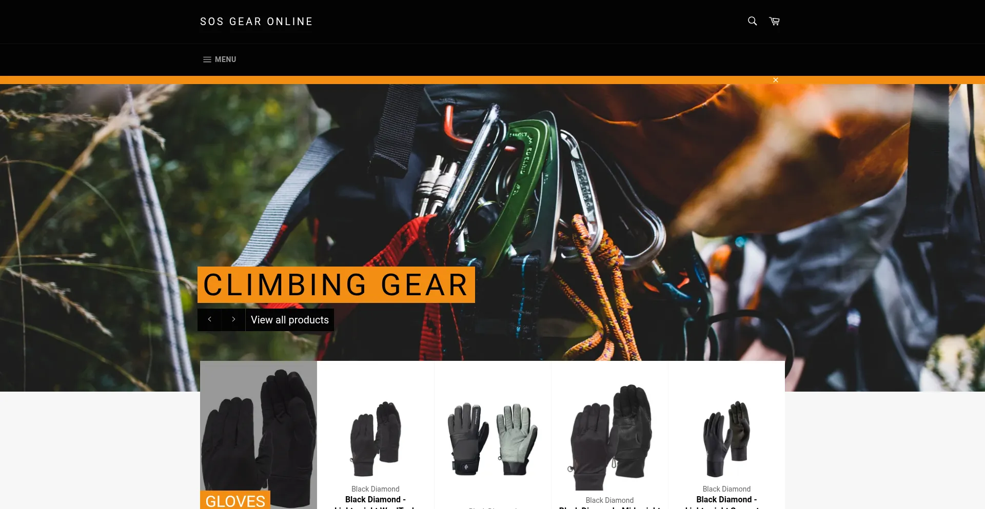 Website screenshot of Sosgear.ca