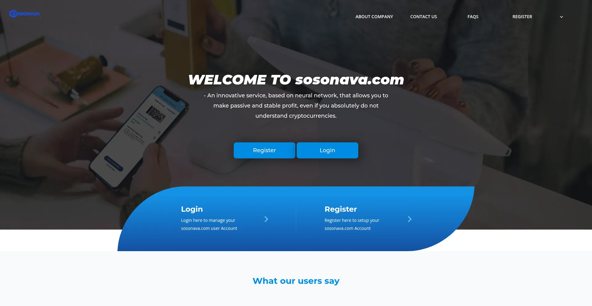 Website screenshot of Sosonava.com