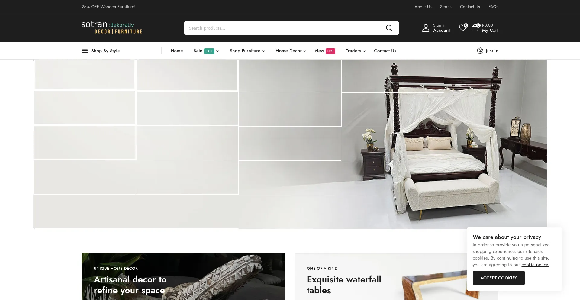 Website screenshot of Sotran.co.za