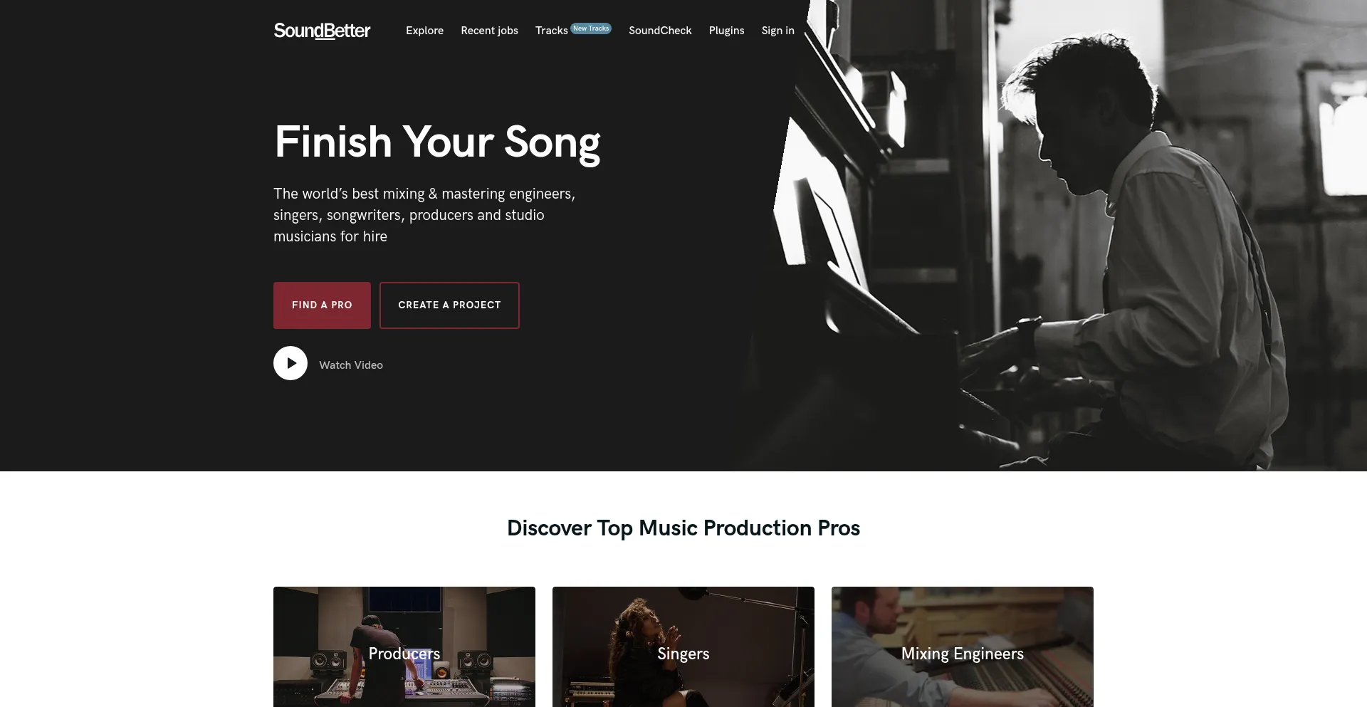 Website screenshot of Soundbetter.com