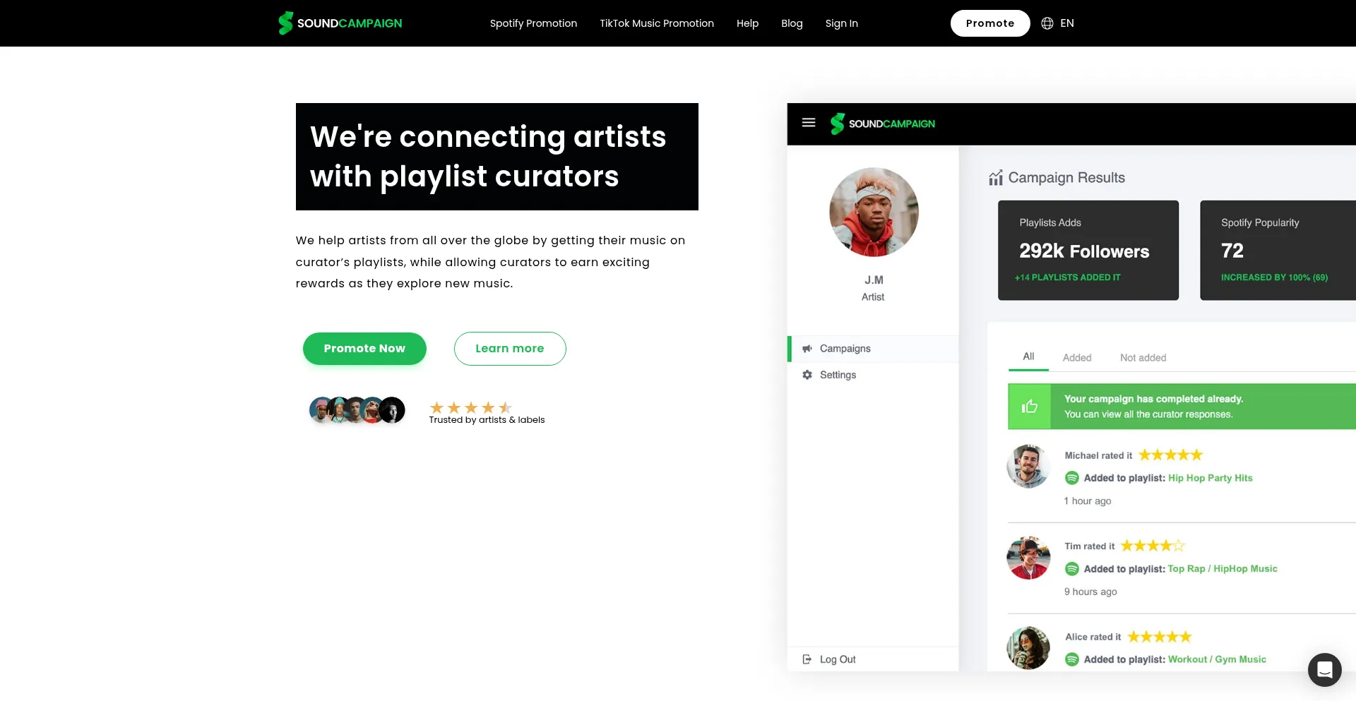 Website screenshot of Soundcamps.com