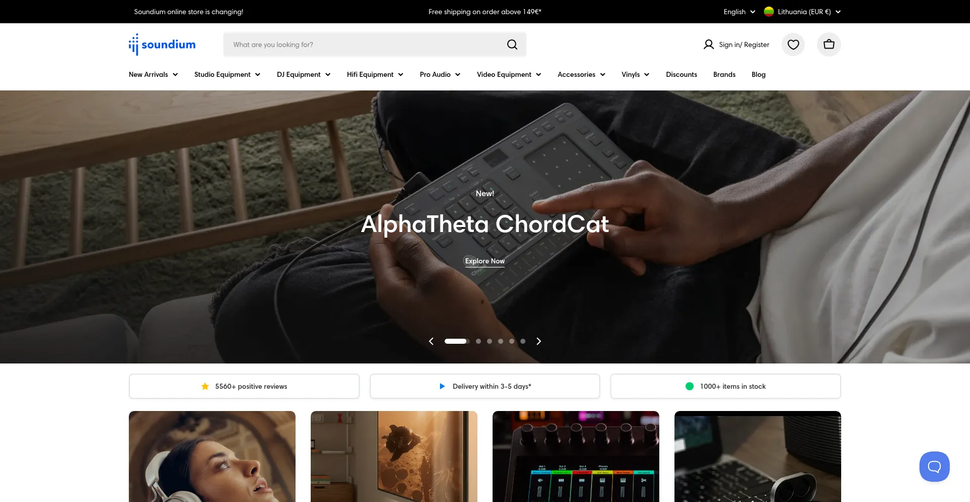 Website screenshot of Soundium.com