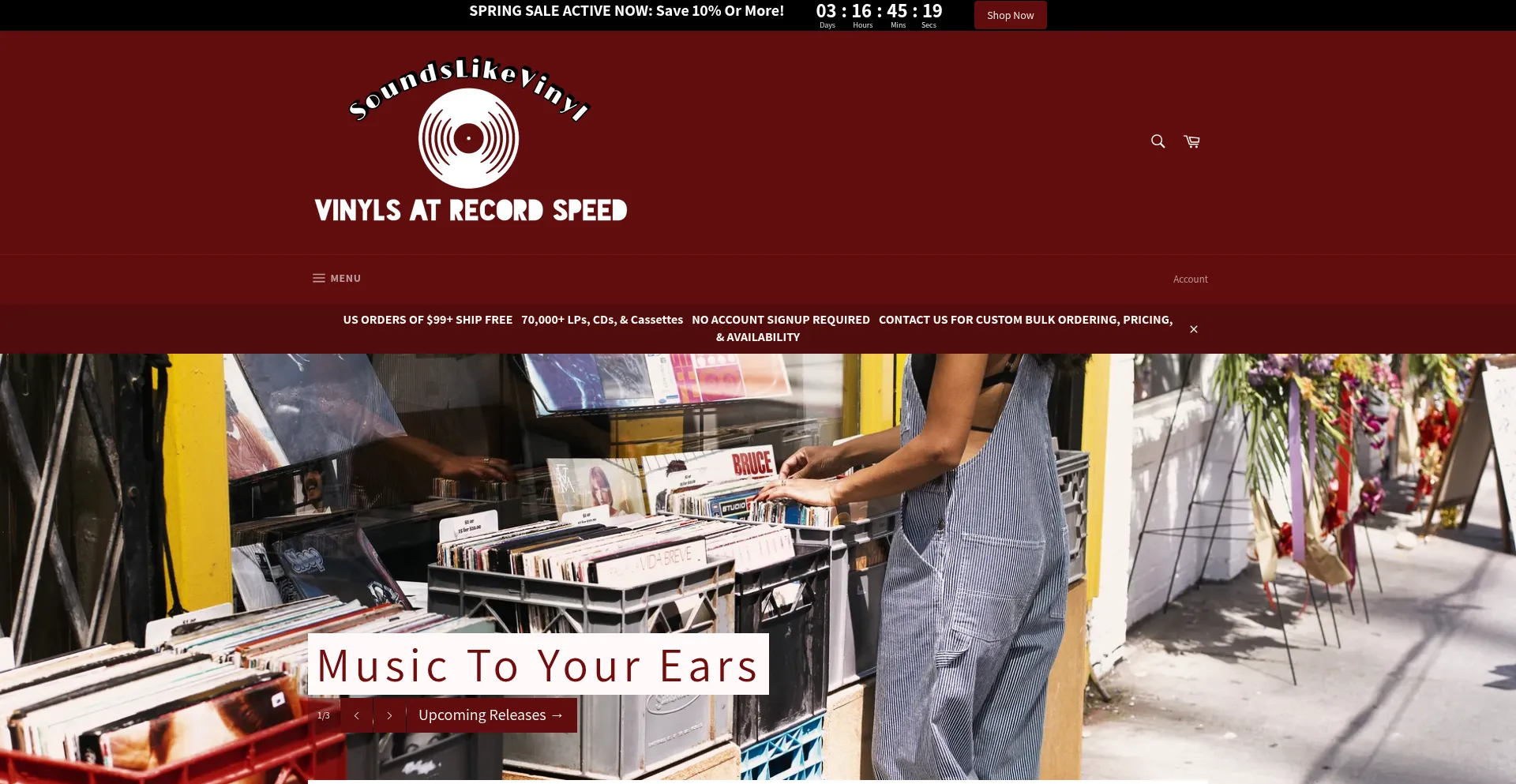 Website screenshot of Soundslikevinyl.com