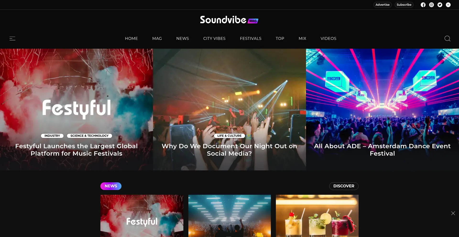 Website screenshot of Soundvibemag.com