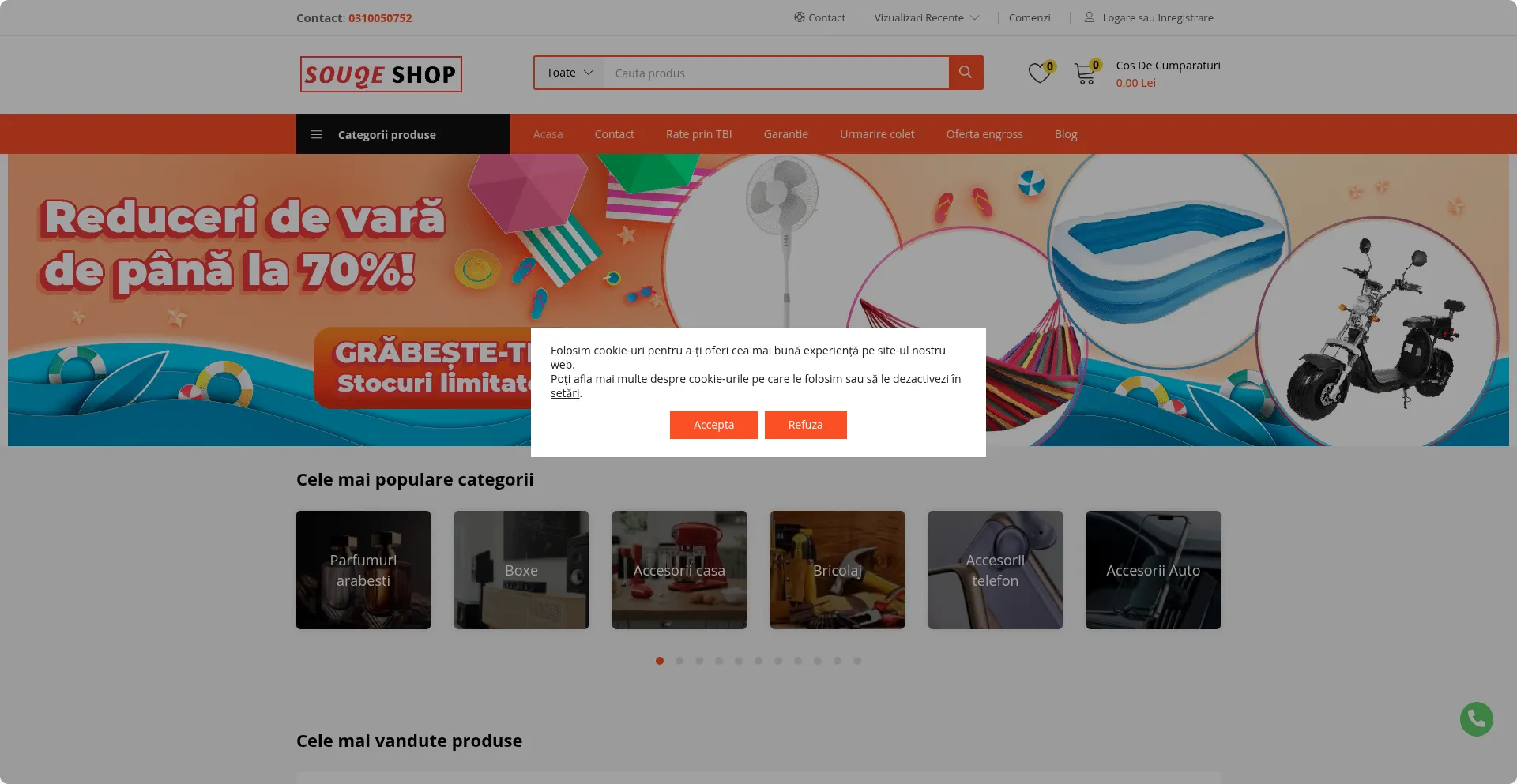 Website screenshot of Souqeshop.ro