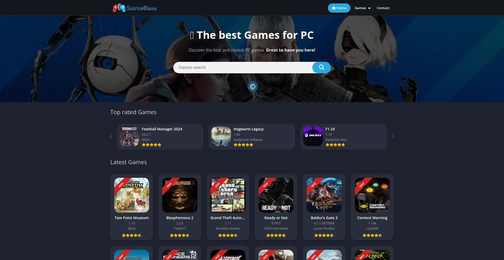 Website screenshot of Source4game.com