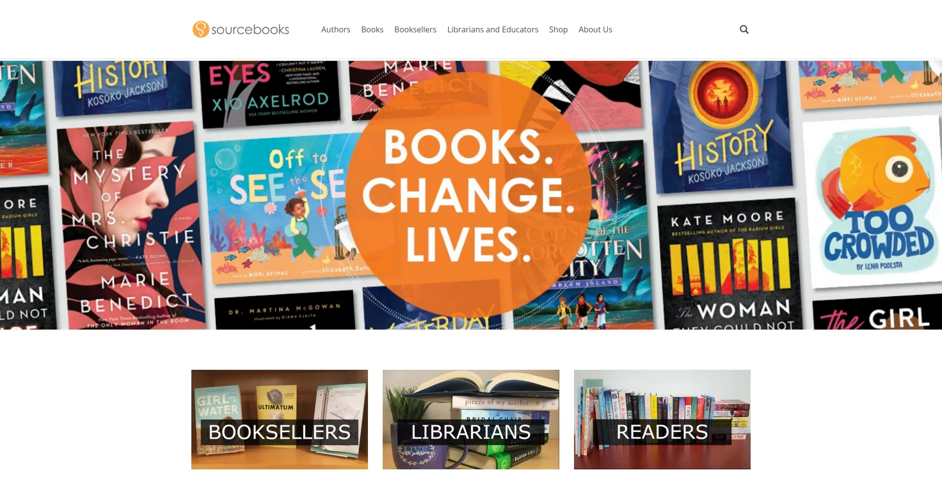 Website screenshot of Sourcebooks.com