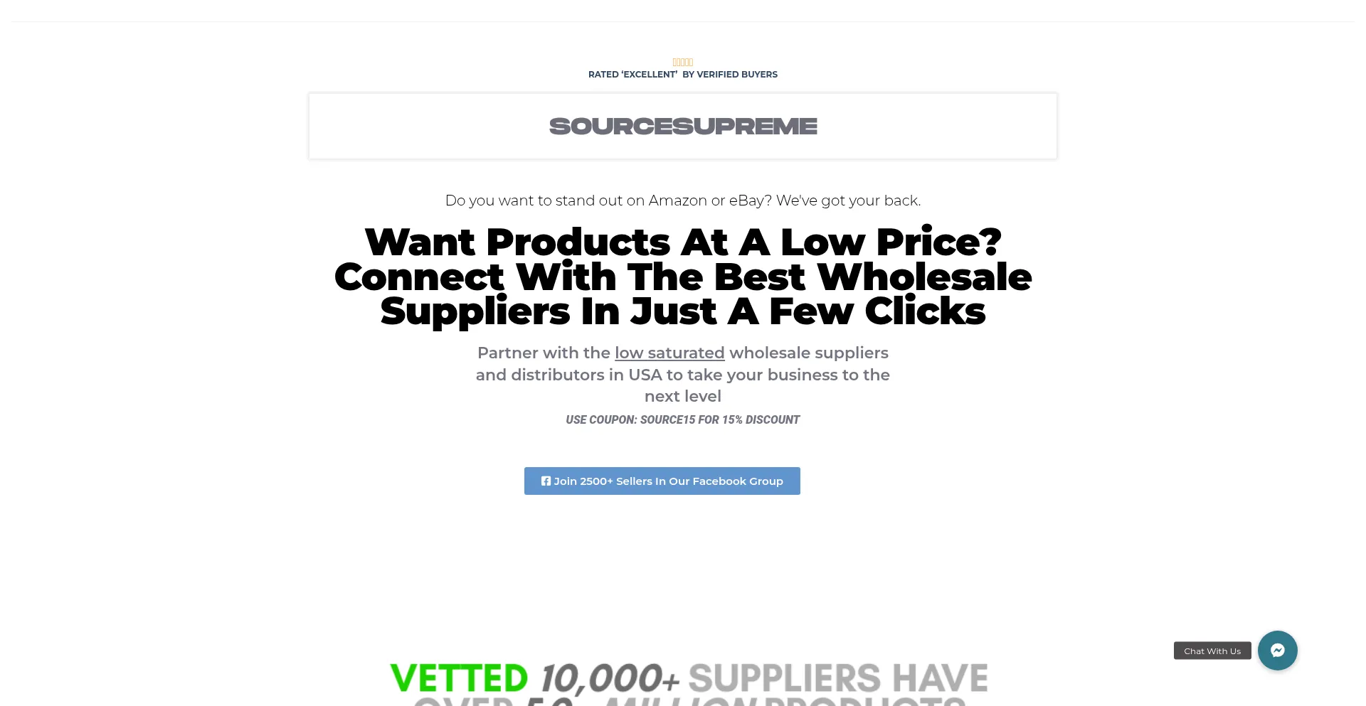 Website screenshot of Sourcesupreme.com