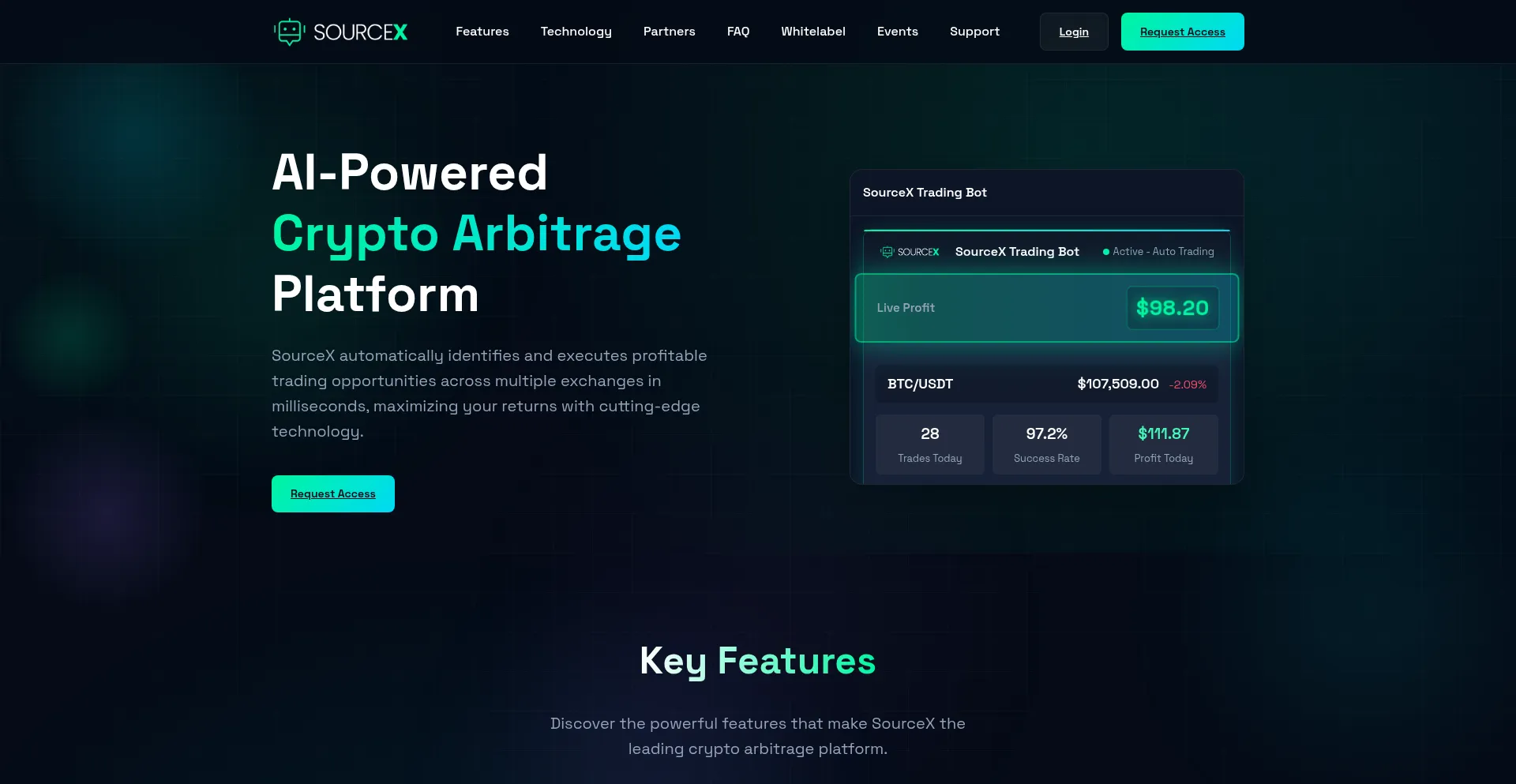 Website screenshot of Sourcex.pro