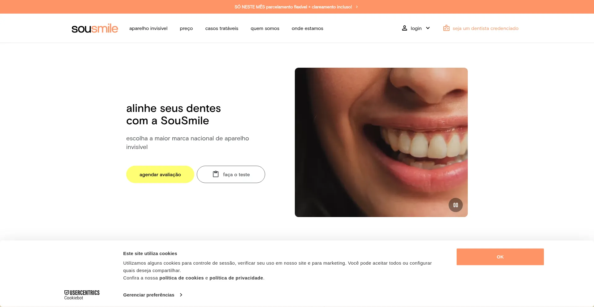 Website screenshot of Sousmile.com