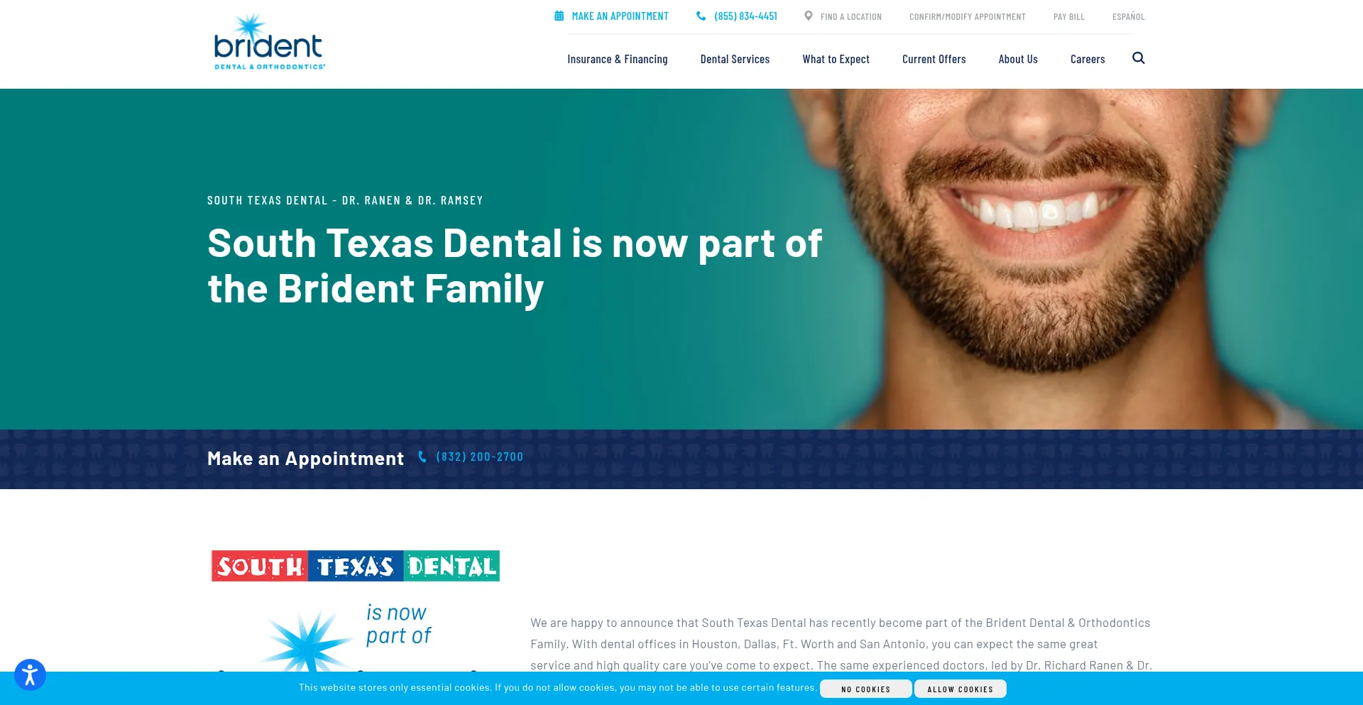 Website screenshot of Southtexasdental.com