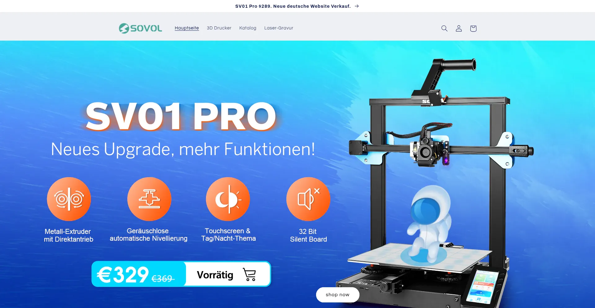 Website screenshot of Sovol.de