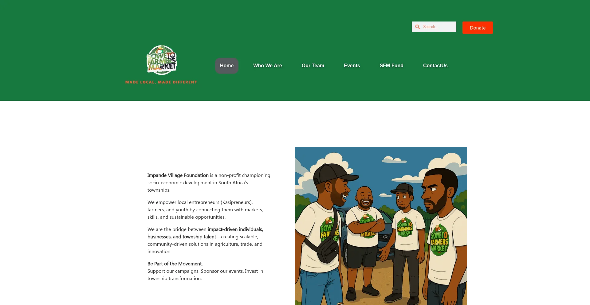 Website screenshot of Sowetofarmersmarket.com
