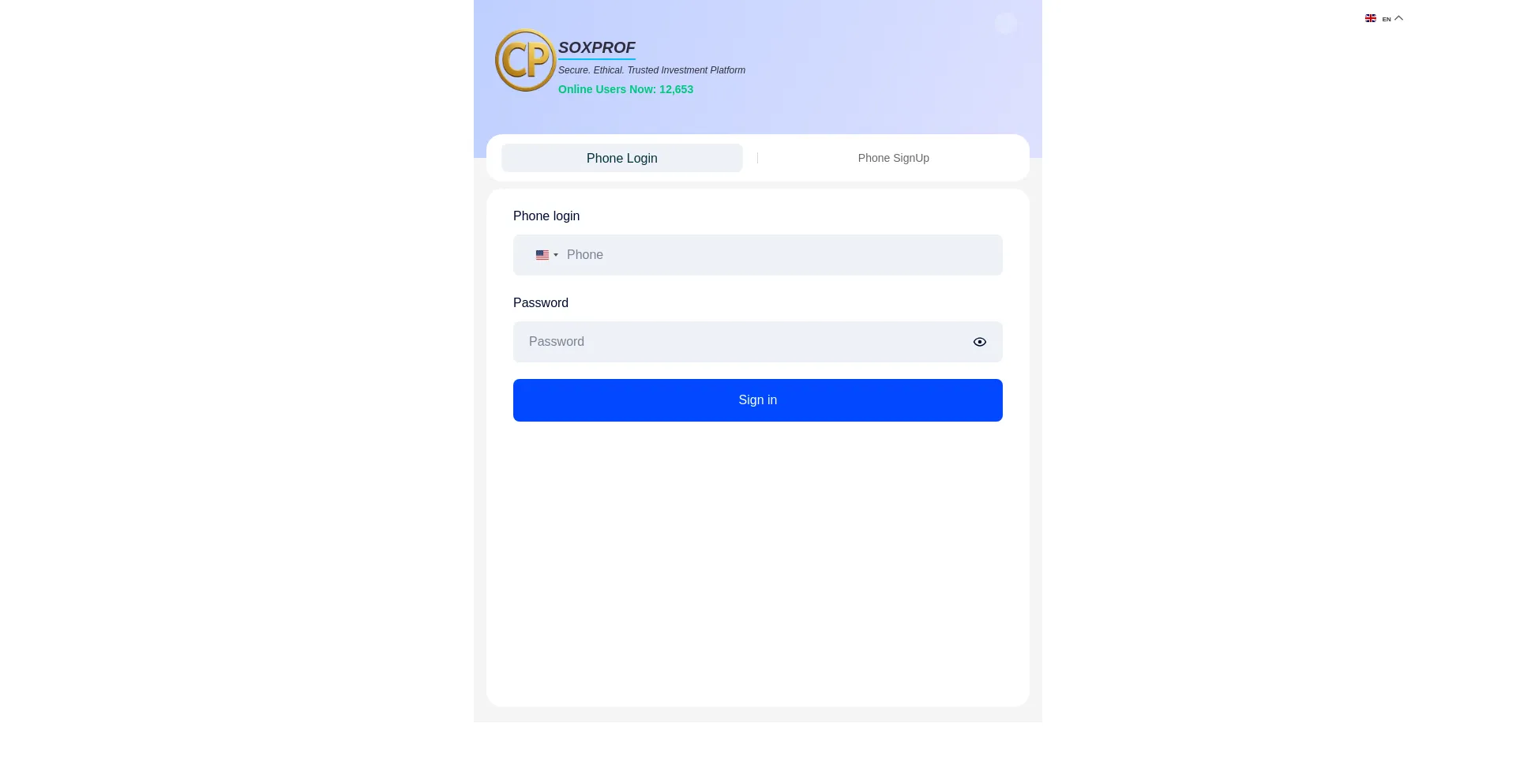 Website screenshot of Soxprof.com