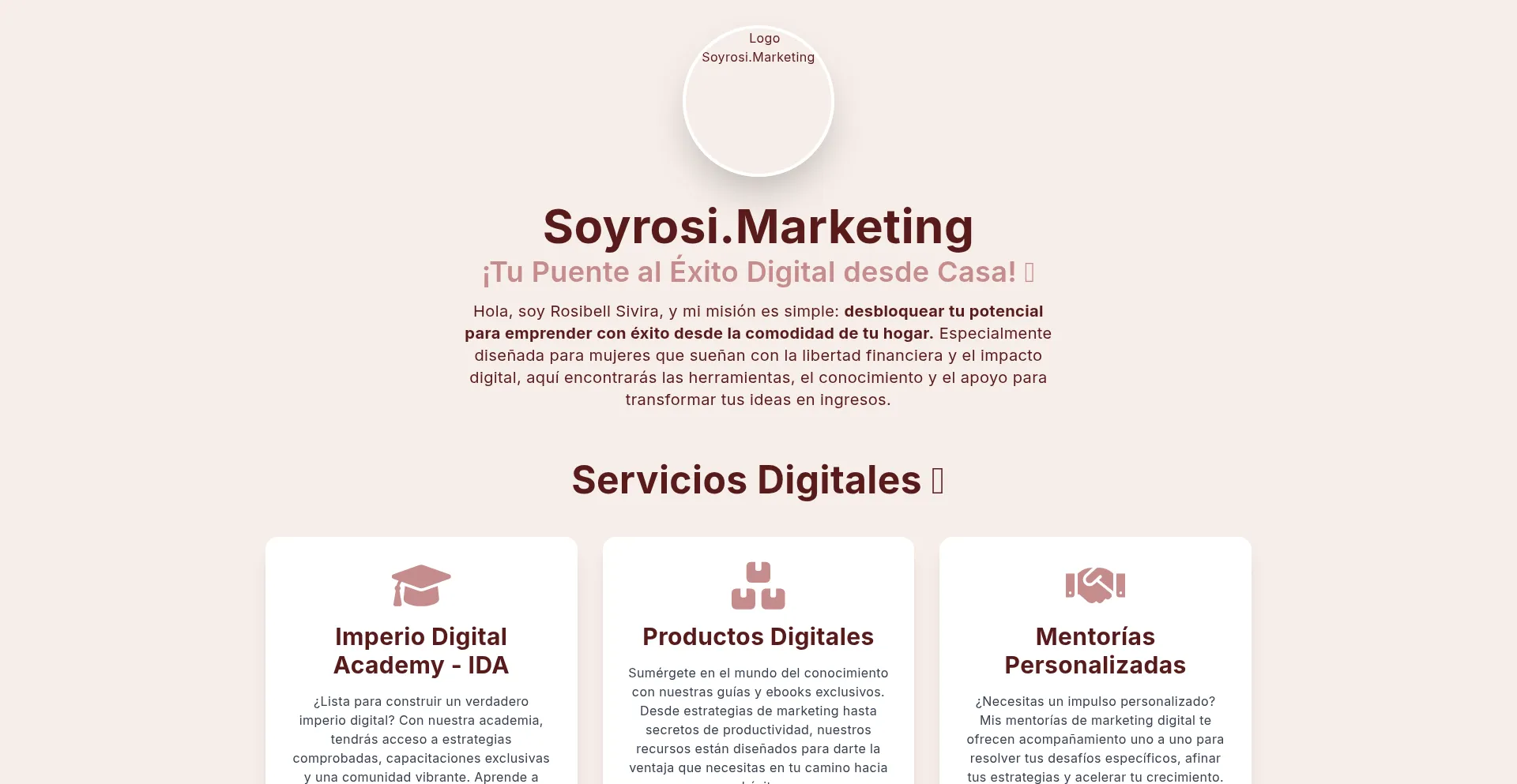 Website screenshot of Soyrosimarketing.netlify.app