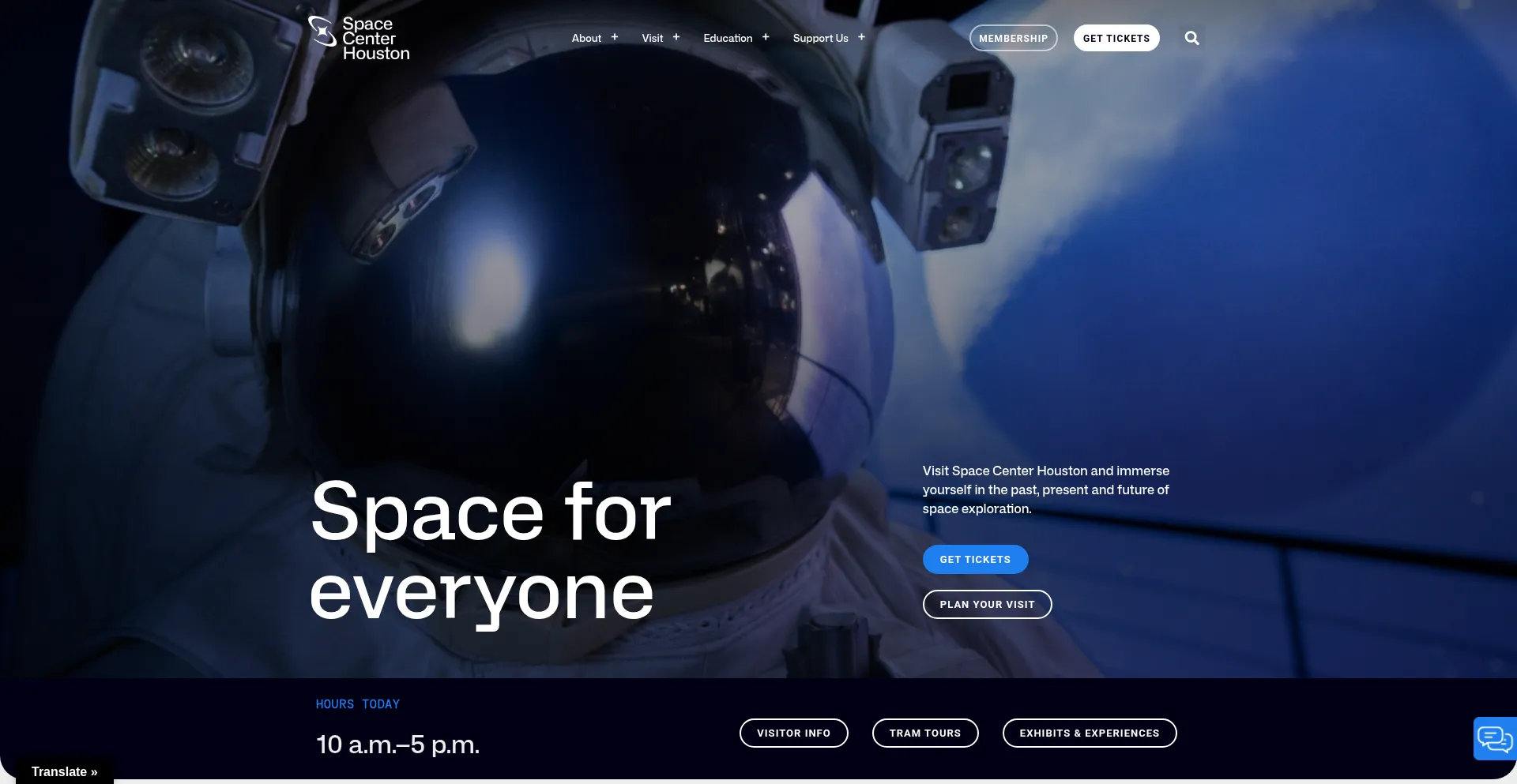 Website screenshot of Spacecenter.org