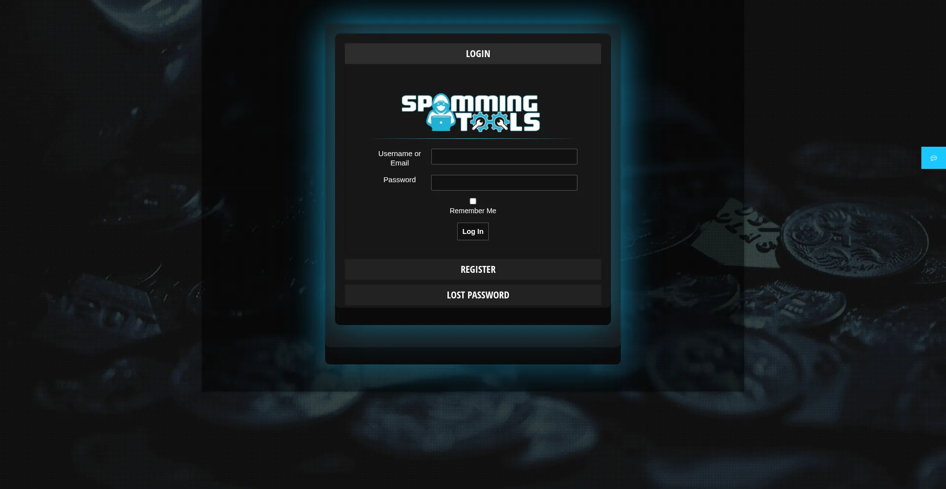 Website screenshot of Spamming-tools.cc