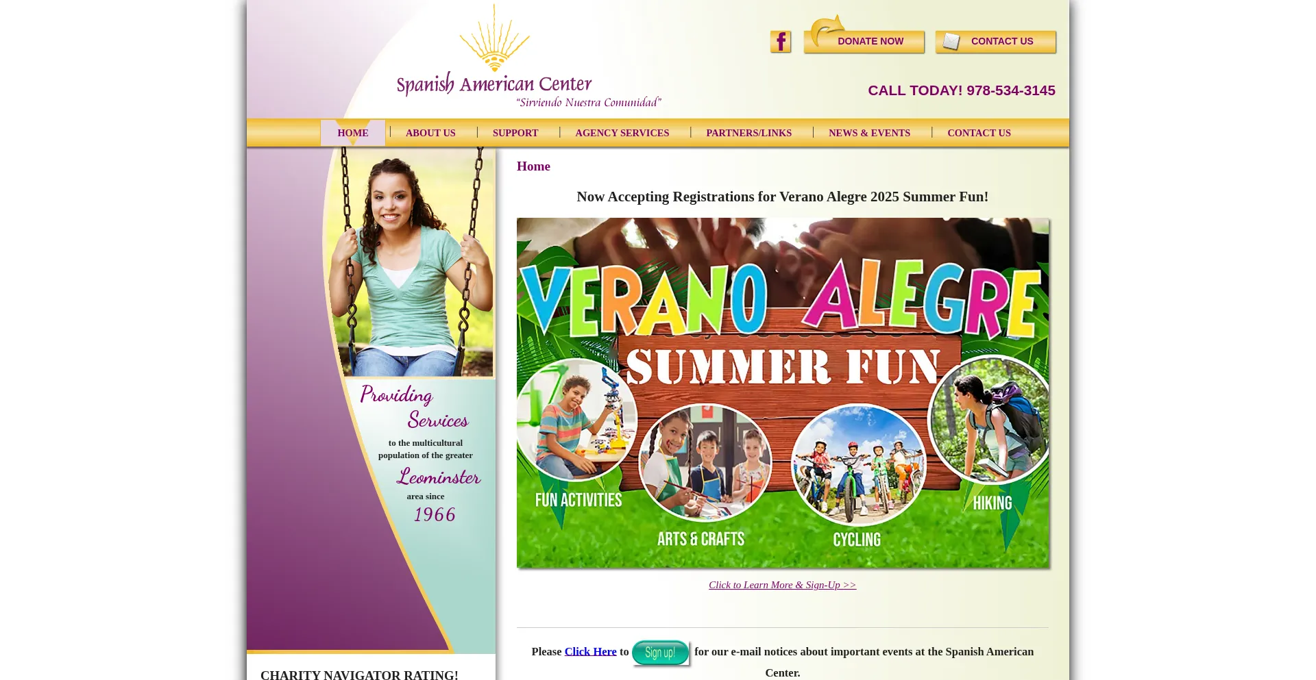Website screenshot of Spanishamericancenter.org