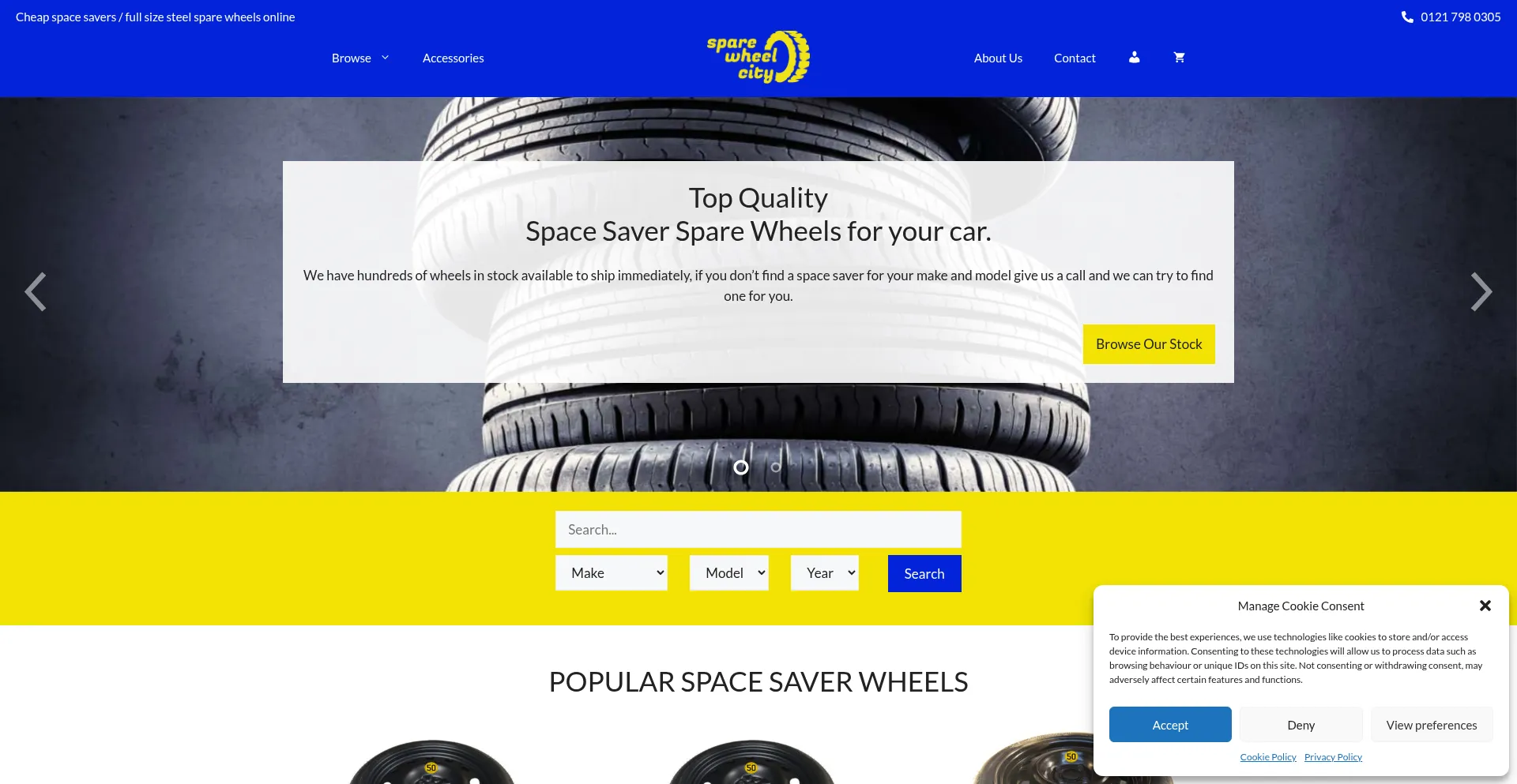 Website screenshot of Sparewheelcity.co.uk