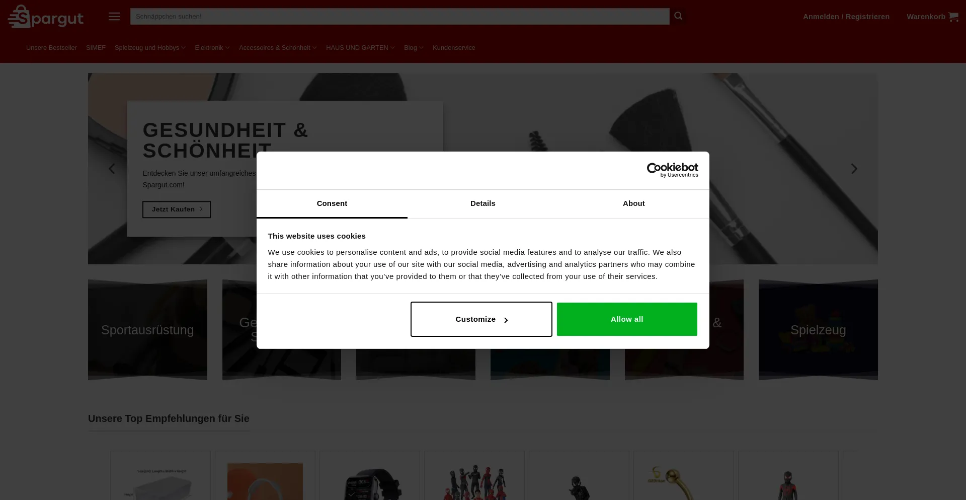 Website screenshot of Spargut.com