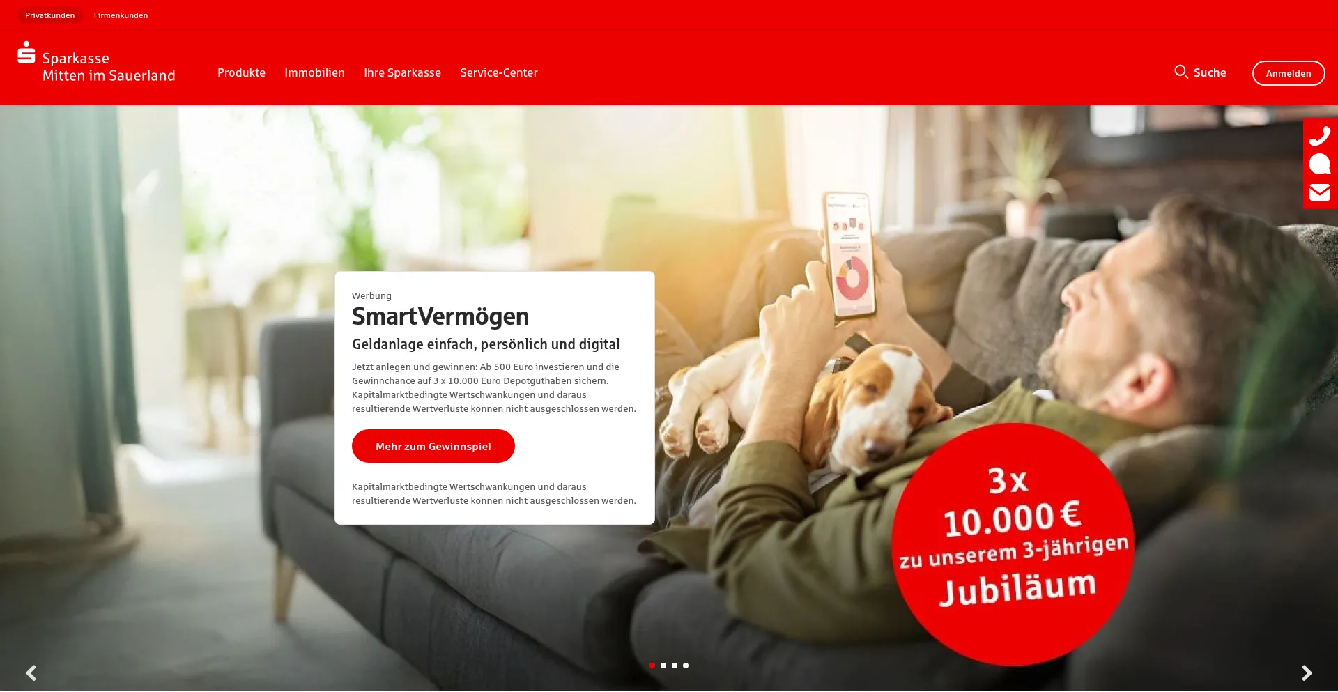 Website screenshot of Sparkasse-mitten-im-sauerland.de