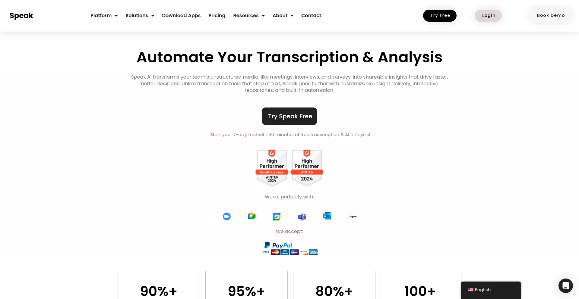 Website screenshot of Speakai.co