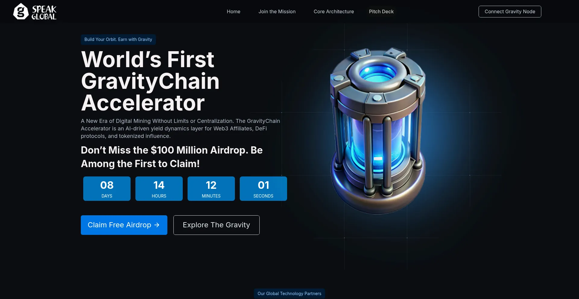 Website screenshot of Speakglobal.io