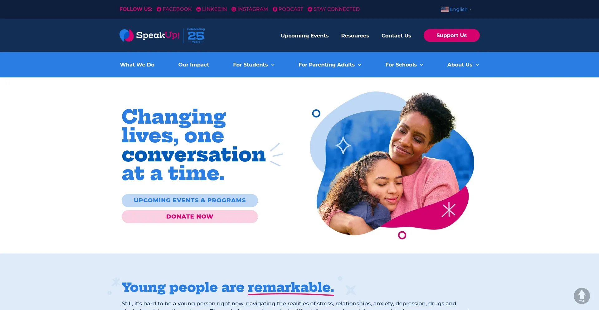 Website screenshot of Speakup.org
