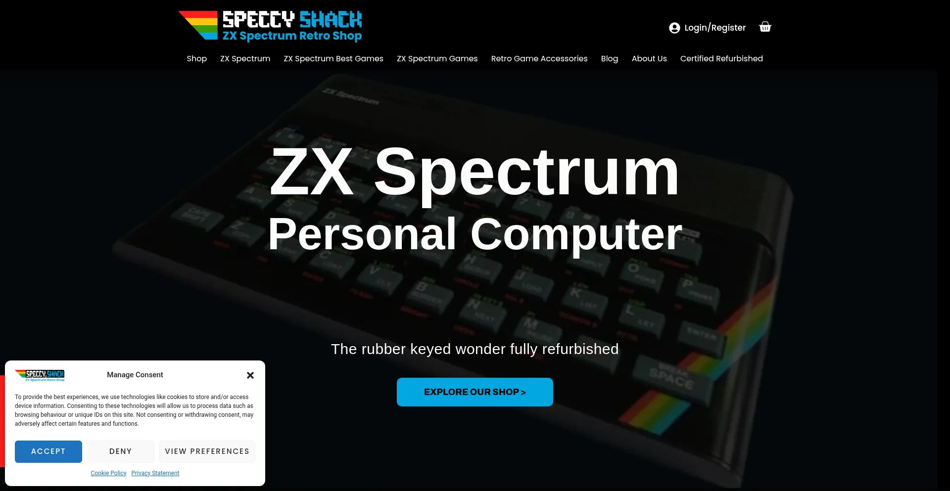 Website screenshot of Speccyshack.com