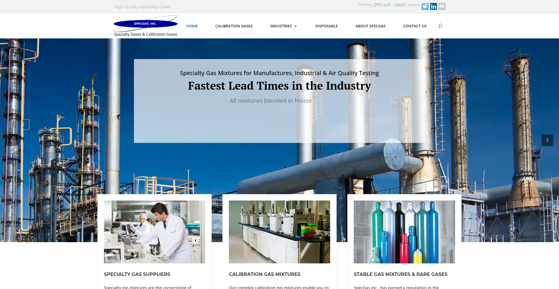 Website screenshot of Specgasinc.com