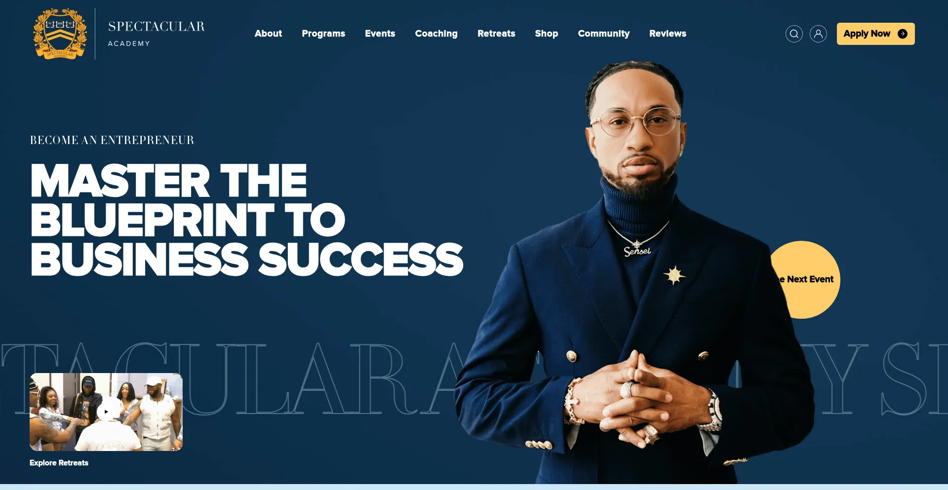 Website screenshot of Spectacularacademy.com