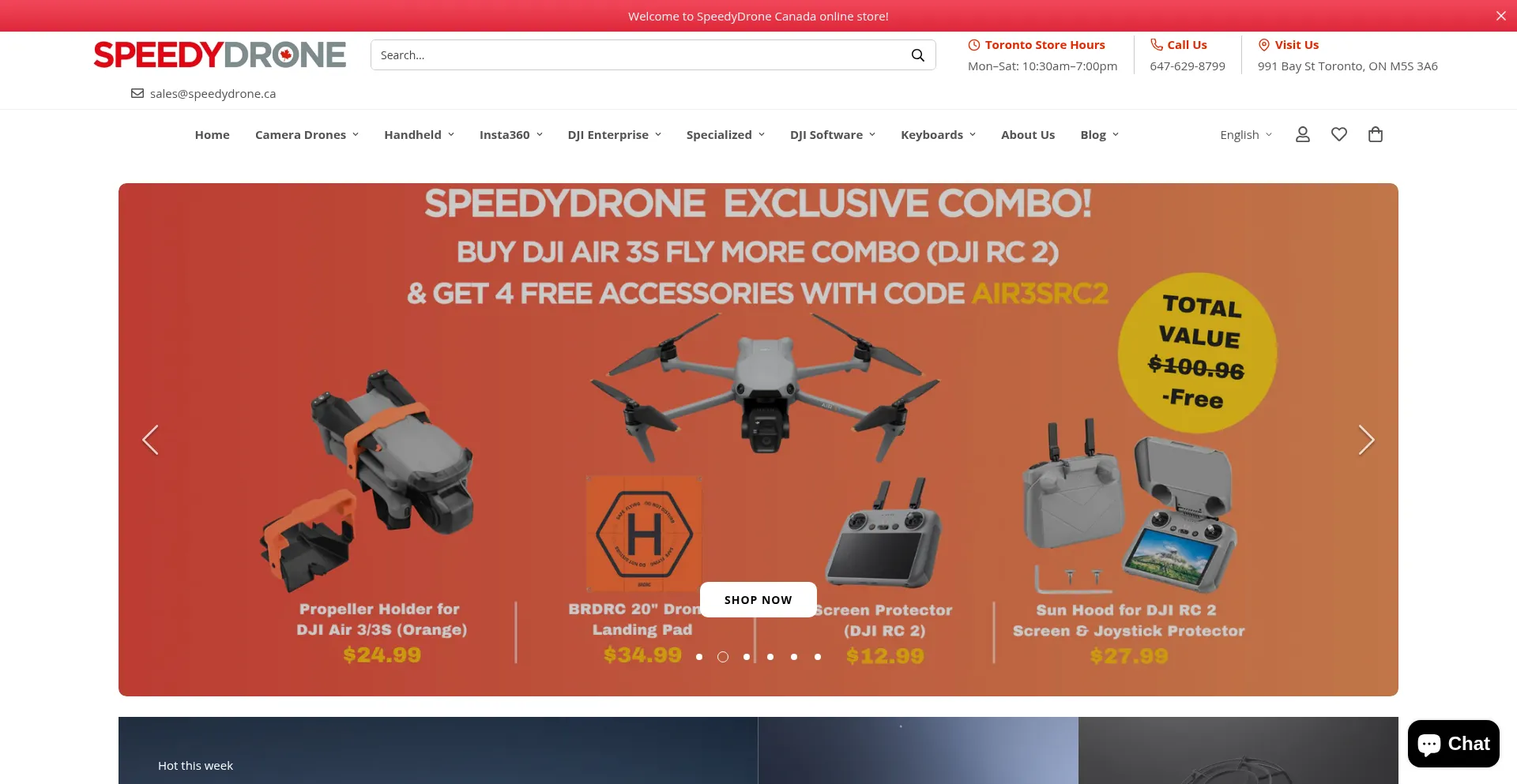 Website screenshot of Speedydrone.ca