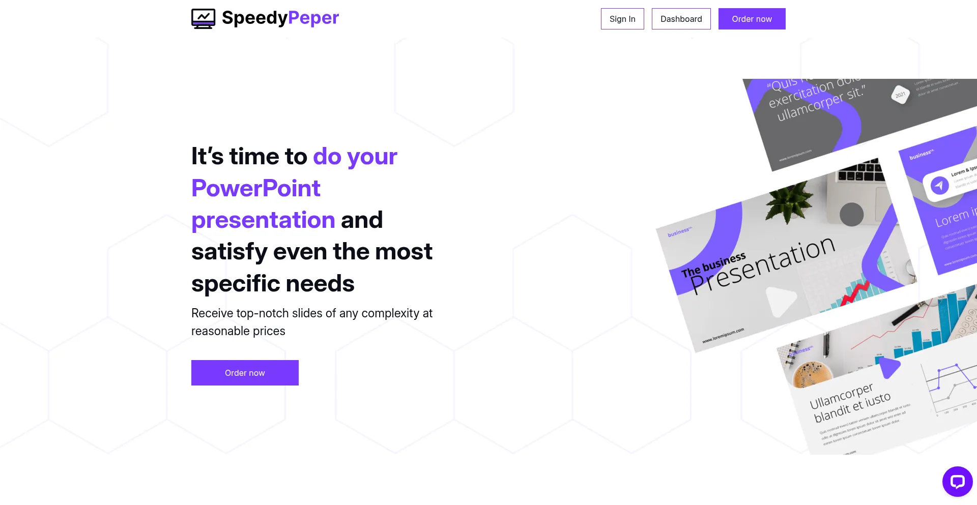 Website screenshot of Speedypeper.com