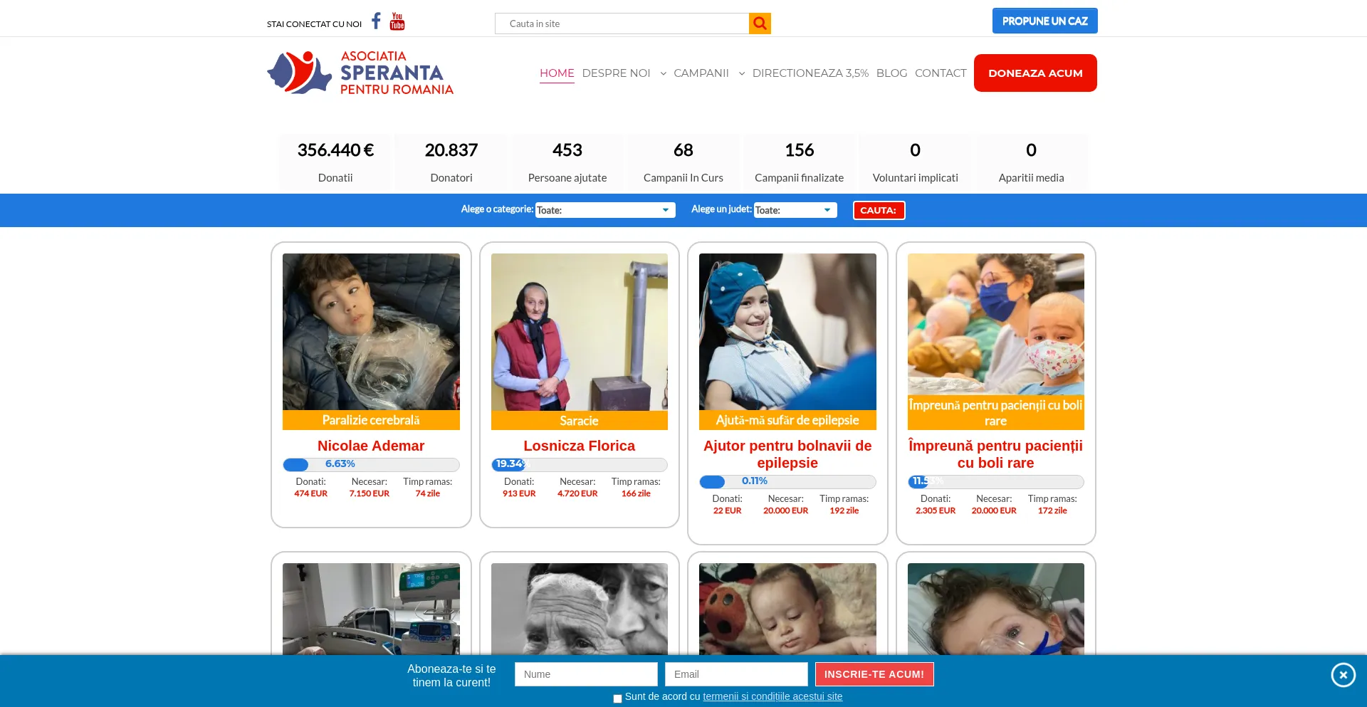 Website screenshot of Sperantapentrumaine.ro