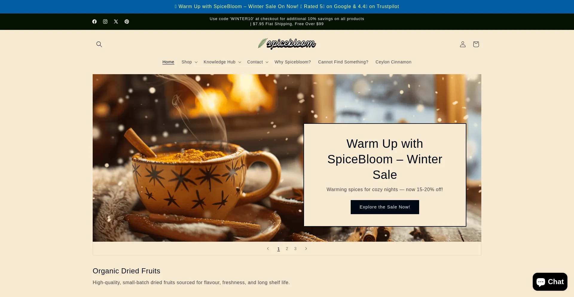 Website screenshot of Spicebloom.co.nz