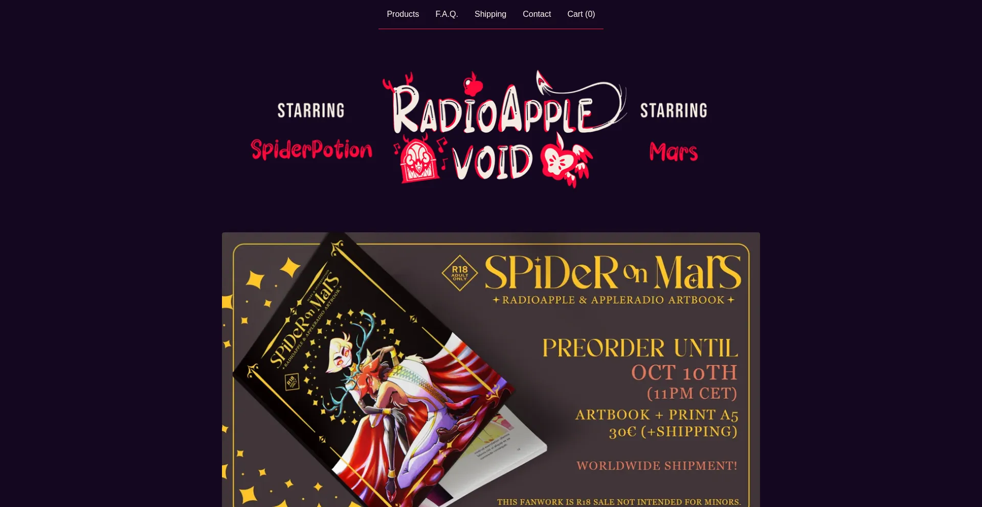 Spideronmars.bigcartel.com Screenshot