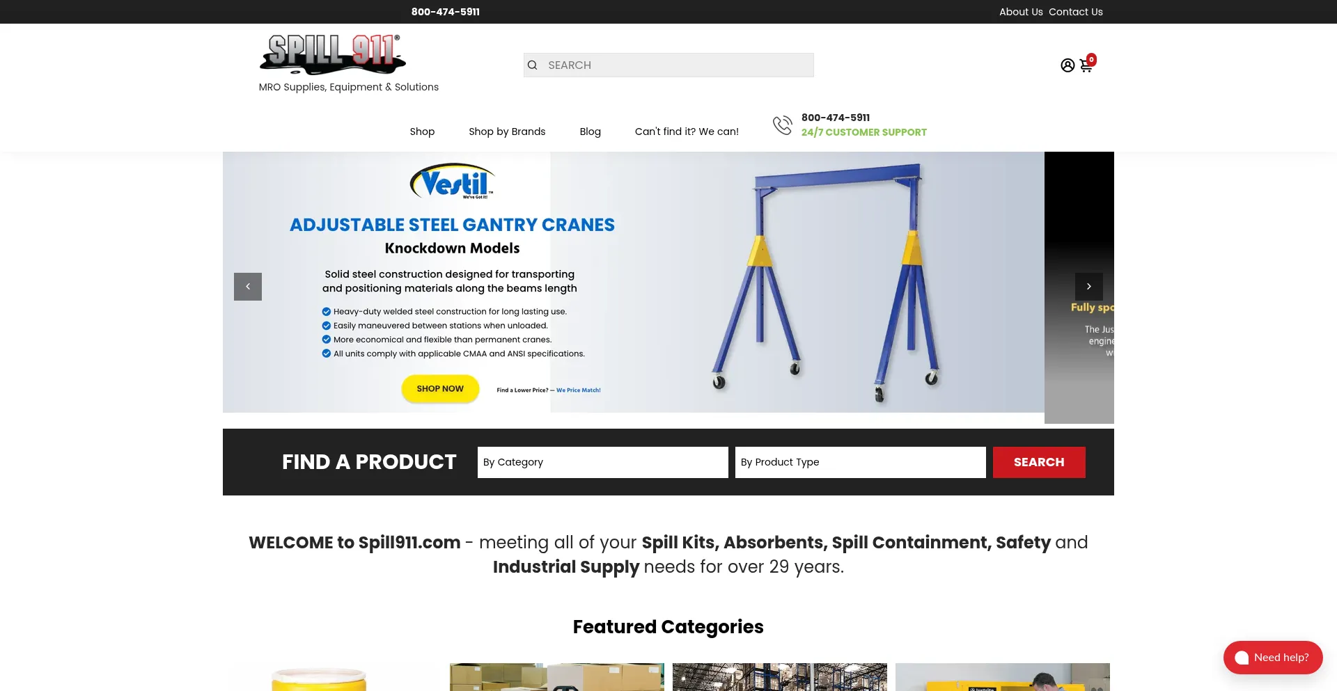 Website screenshot of Spill911.com